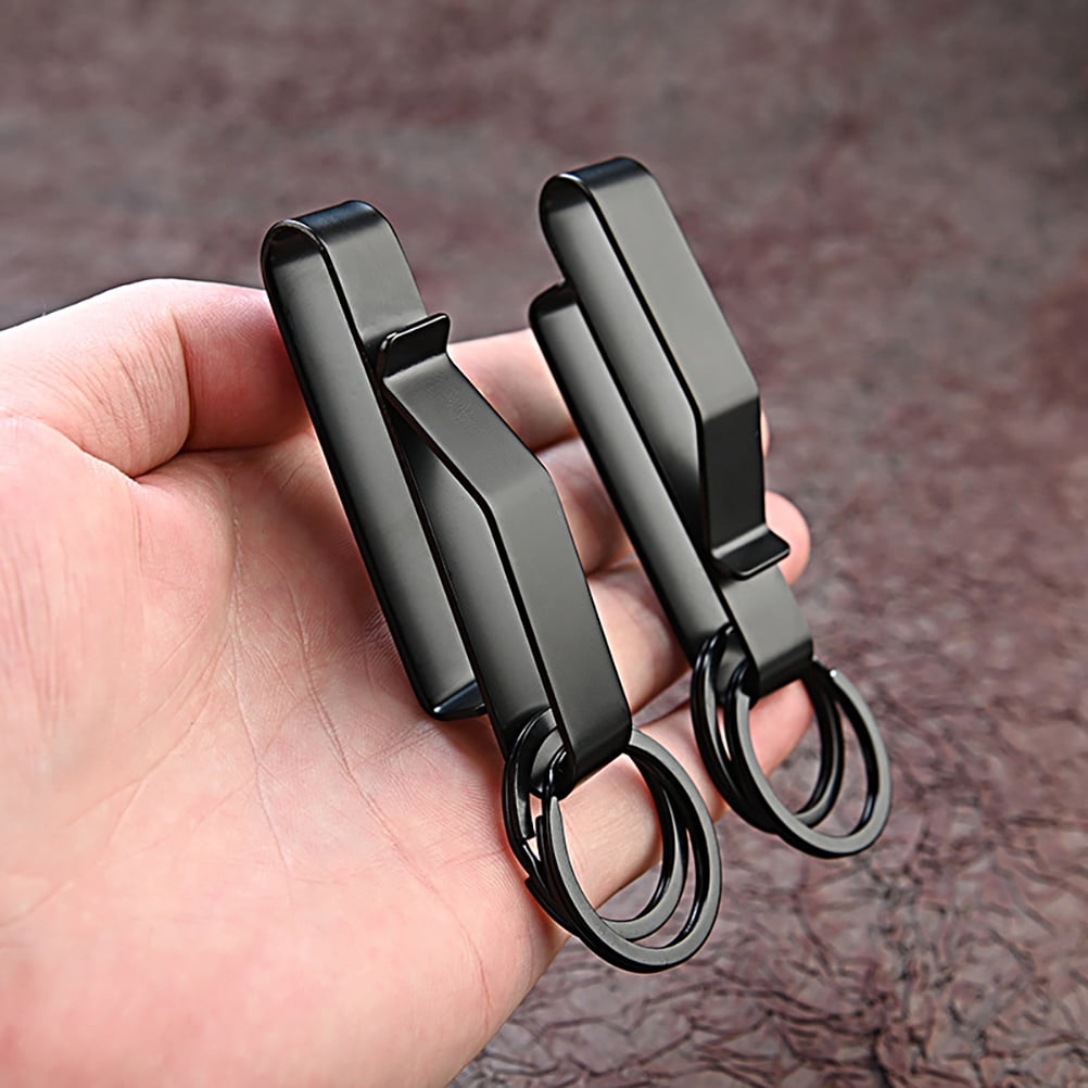 Key Holder For Belt Steel Belt Keychain Clip Quick Release Belt Loop Key Ring 8.40X2.70X2.70cm/ 3.30X1.06X1.06in Black - Image 3