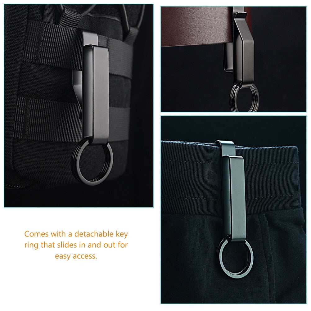 Key Holder For Belt Steel Belt Keychain Clip Quick Release Belt Loop Key Ring 8.40X2.70X2.70cm/ 3.30X1.06X1.06in Black - Image 4