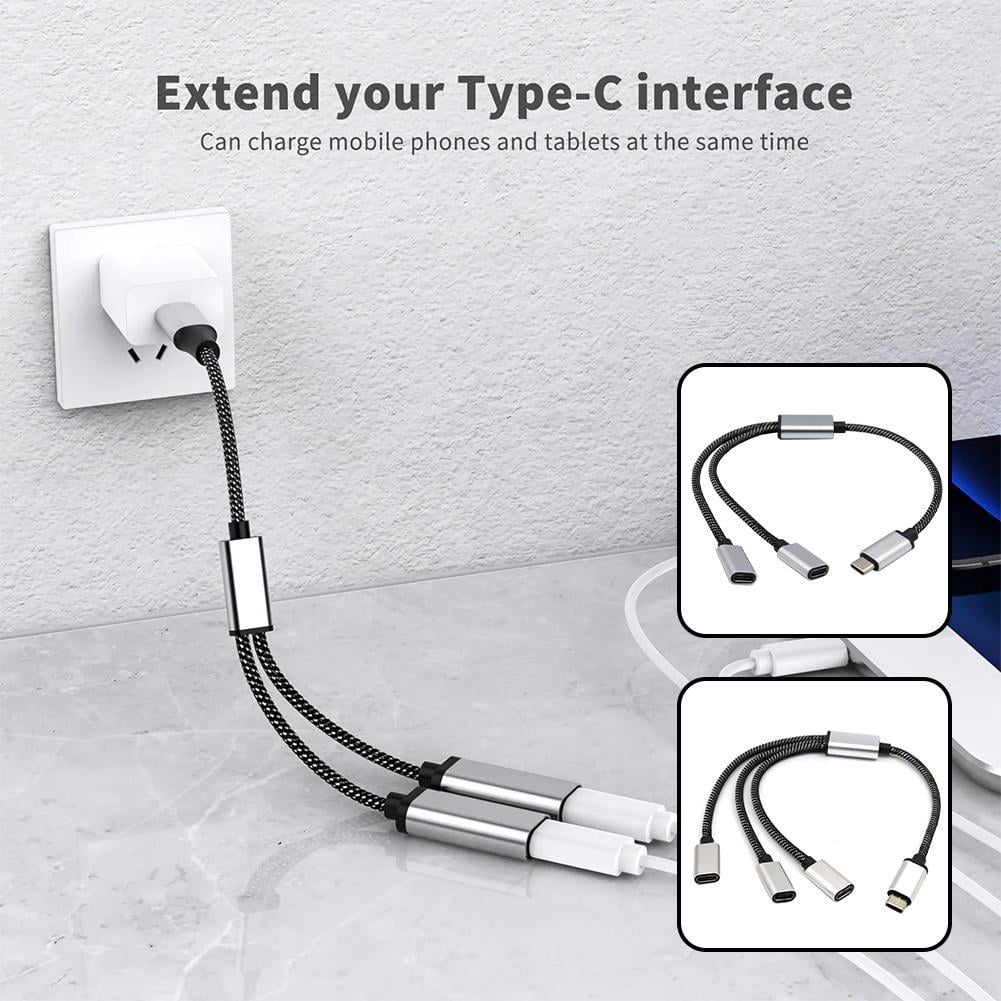 USB C Splitter, USB C to USB C Female Adapter, 2/3 Ports 1 to 2 - Image 2