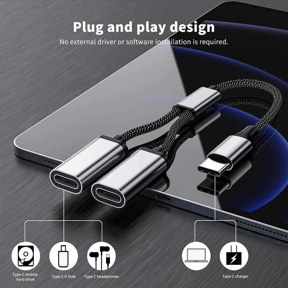 USB C Splitter, USB C to USB C Female Adapter, 2/3 Ports 1 to 3 - Image 4