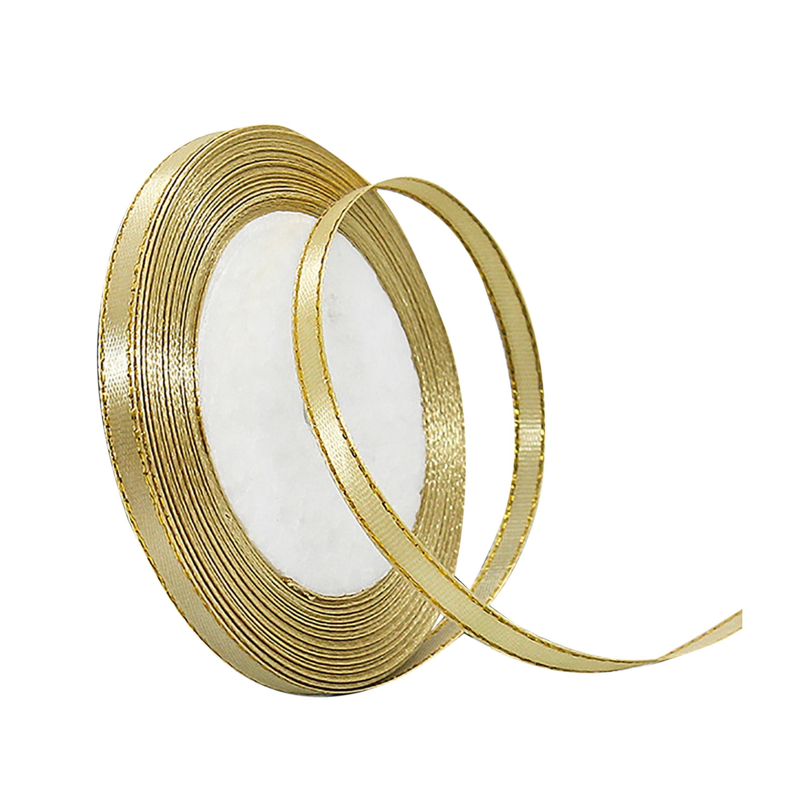 Clearance! JWDX Gift Wrapping Paper Clearance 25Yd Satin Ribbon 6mm Fabric Gift Ribbon for Wedding Christmas Birthday Gift Gold - Image 1