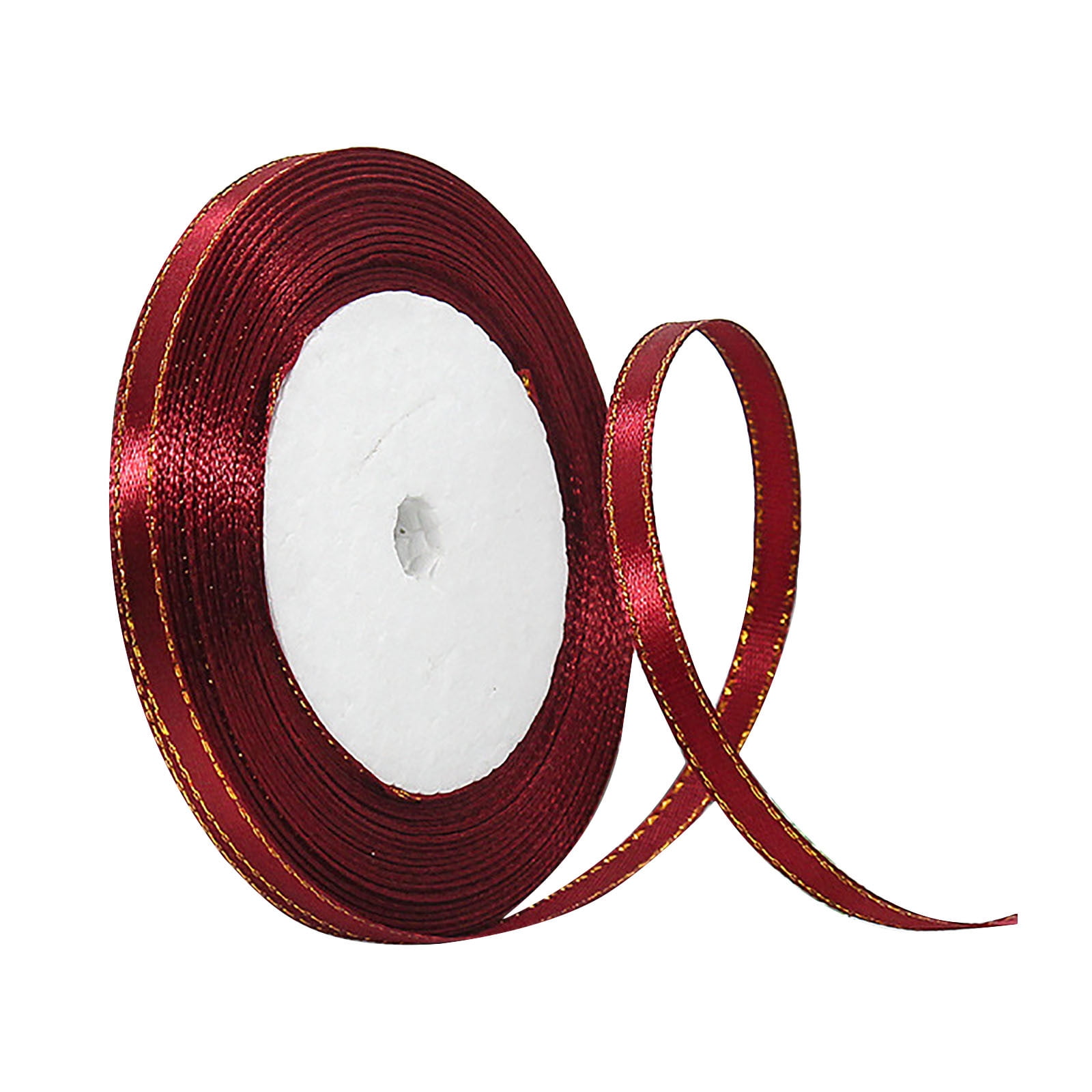 Clearance! JWDX Gift Wrapping Paper Clearance 25Yd Satin Ribbon 6mm Fabric Gift Ribbon for Wedding Christmas Birthday Gift Gold Watermelon red - Image 1