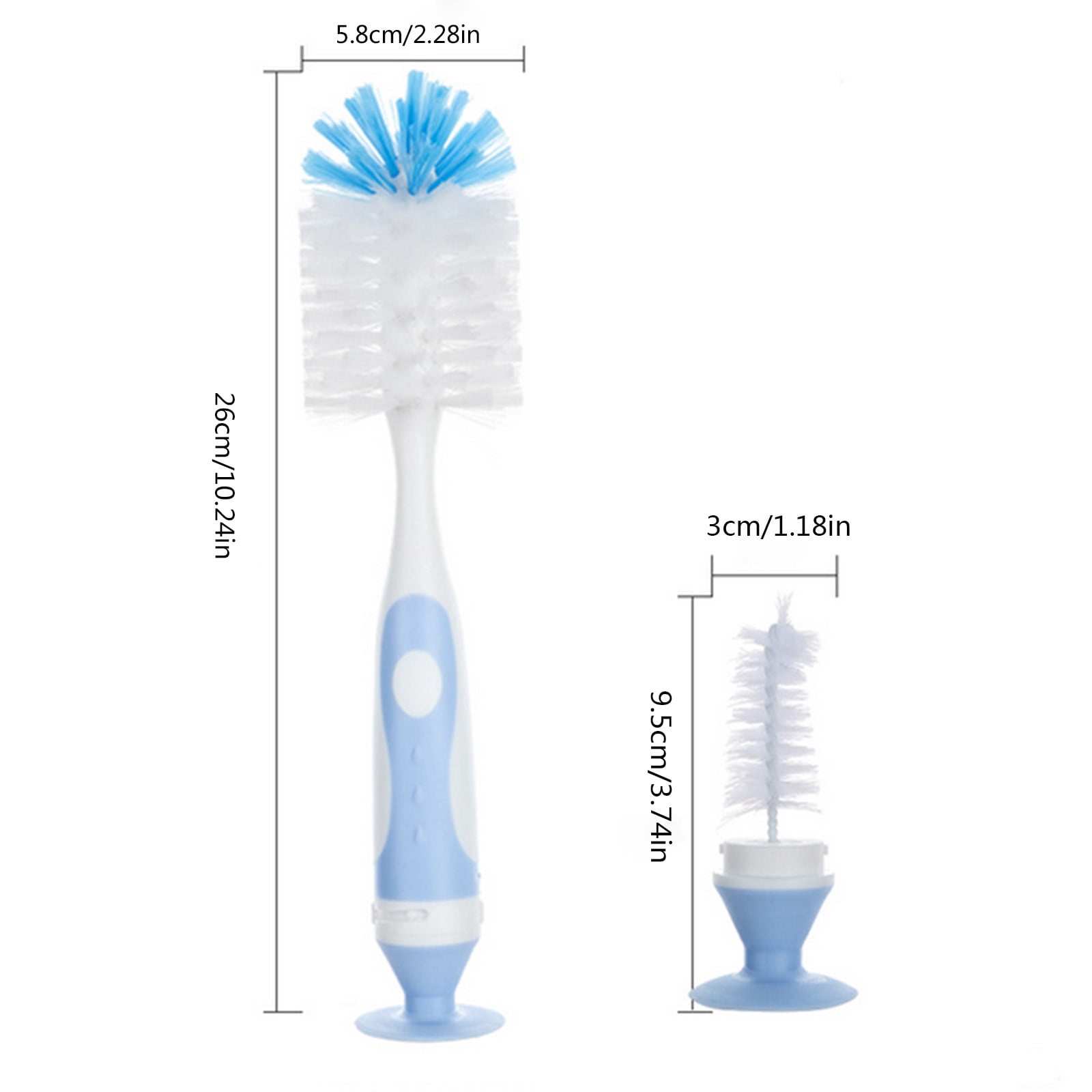 JWDX Brush, Cleaning Brush, Children Pacifier Brush Milk Bottle Water Cup Cleaning Brush Can Stand Milk Bottle Brush Function Two In One Cleaning Brush Blue - Image 3