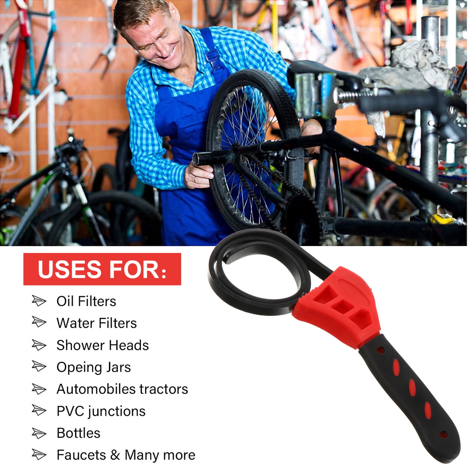 1pc Multifunctional Adjustable Rubber Strap Belt Wrench Universal Bottle Opener - Image 6