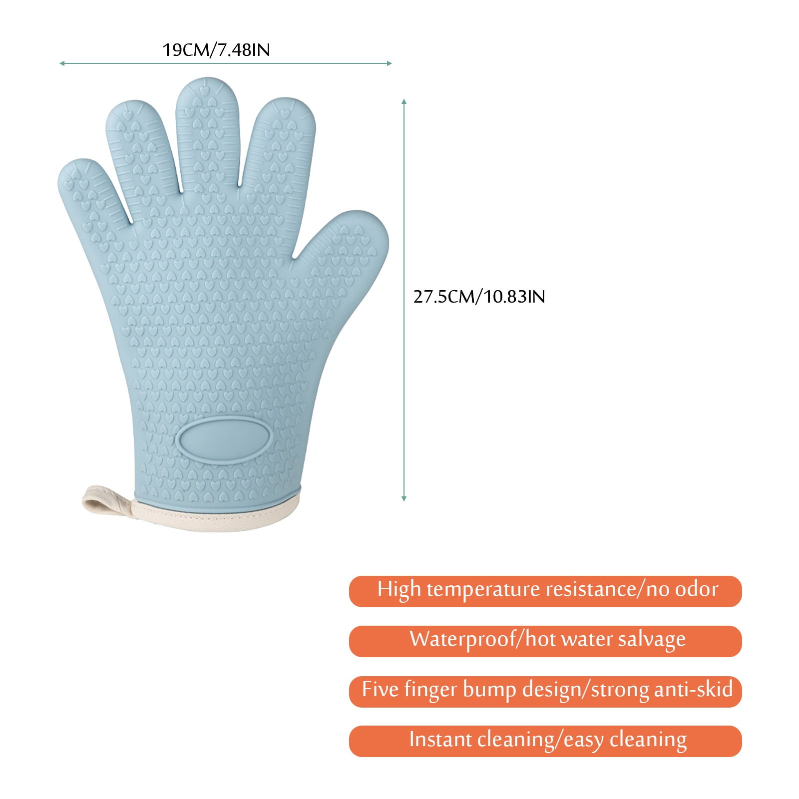 JWDX Oven Mitts, Oven Mitts and Pot Holders Sets Clearance, Heat Insulating Gloves Heat Resistants Gloves Silica Gel Kitchen Heat Insulation Oven Gloves Baking High Temperature Resistants Blue 01-Blue - Image 2
