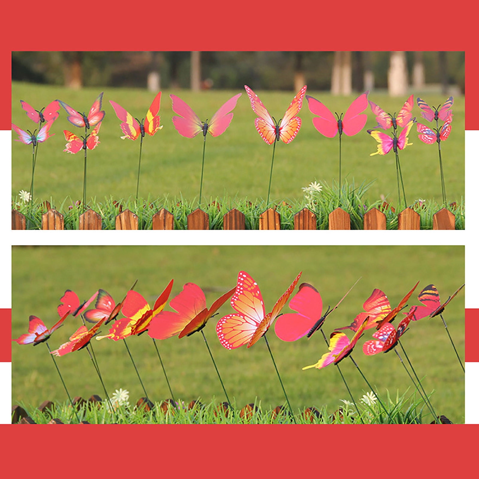 JWDX Decorate, Vase Decoration Clearance, 12Pcs Butterfly Stakes Outdoor Yard Planter Flower Pot Bed Garden Decor Yard Art Red - Image 3
