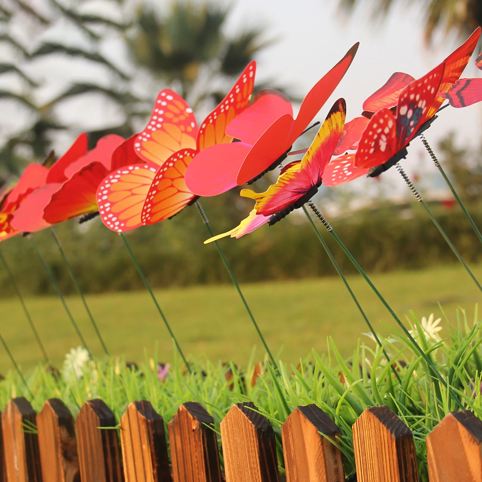 JWDX Decorate, Vase Decoration Clearance, 12Pcs Butterfly Stakes Outdoor Yard Planter Flower Pot Bed Garden Decor Yard Art Red - Image 5