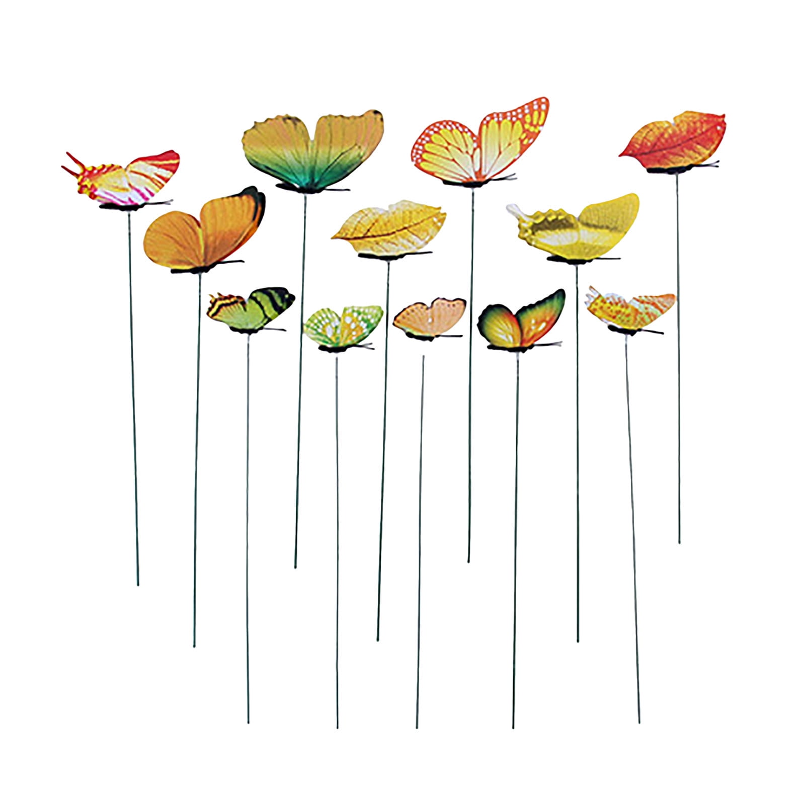 JWDX Decorate, Vase Decoration Clearance, 12Pcs Butterfly Stakes Outdoor Yard Planter Flower Pot Bed Garden Decor Yard Art Red Yellow - Image 2