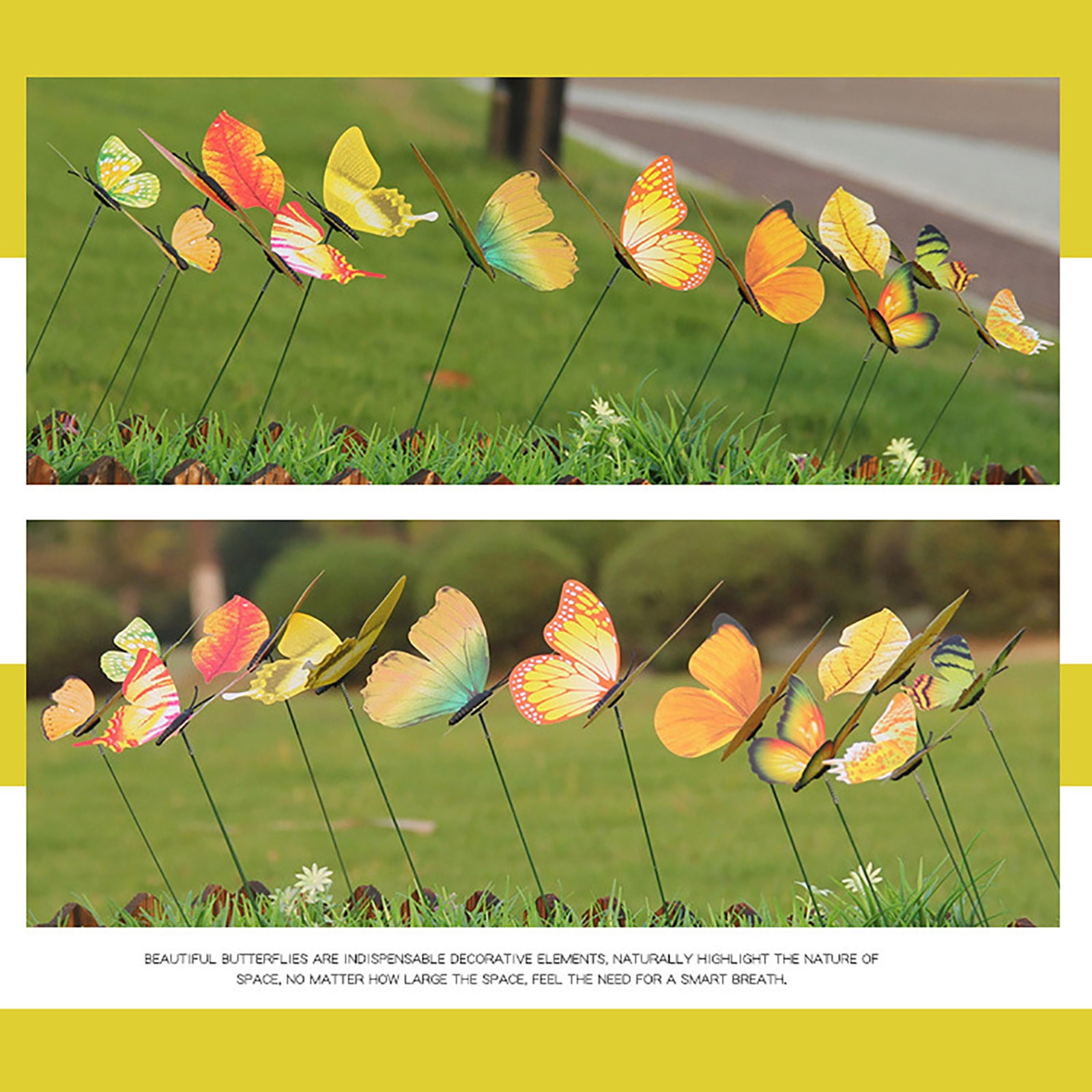 JWDX Decorate, Vase Decoration Clearance, 12Pcs Butterfly Stakes Outdoor Yard Planter Flower Pot Bed Garden Decor Yard Art Red Yellow - Image 3