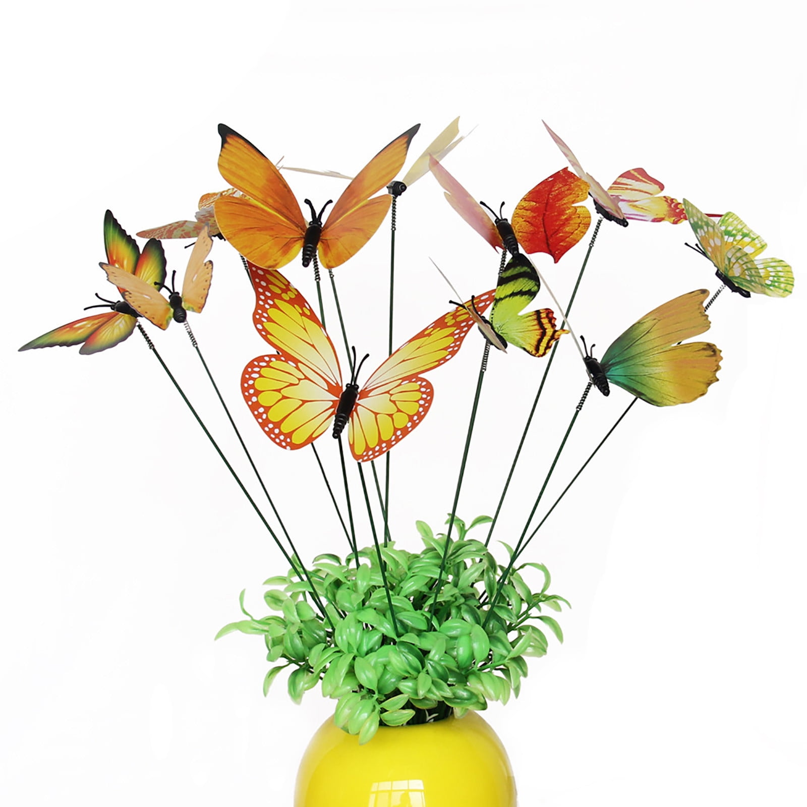 JWDX Decorate, Vase Decoration Clearance, 12Pcs Butterfly Stakes Outdoor Yard Planter Flower Pot Bed Garden Decor Yard Art Red Yellow - Image 5
