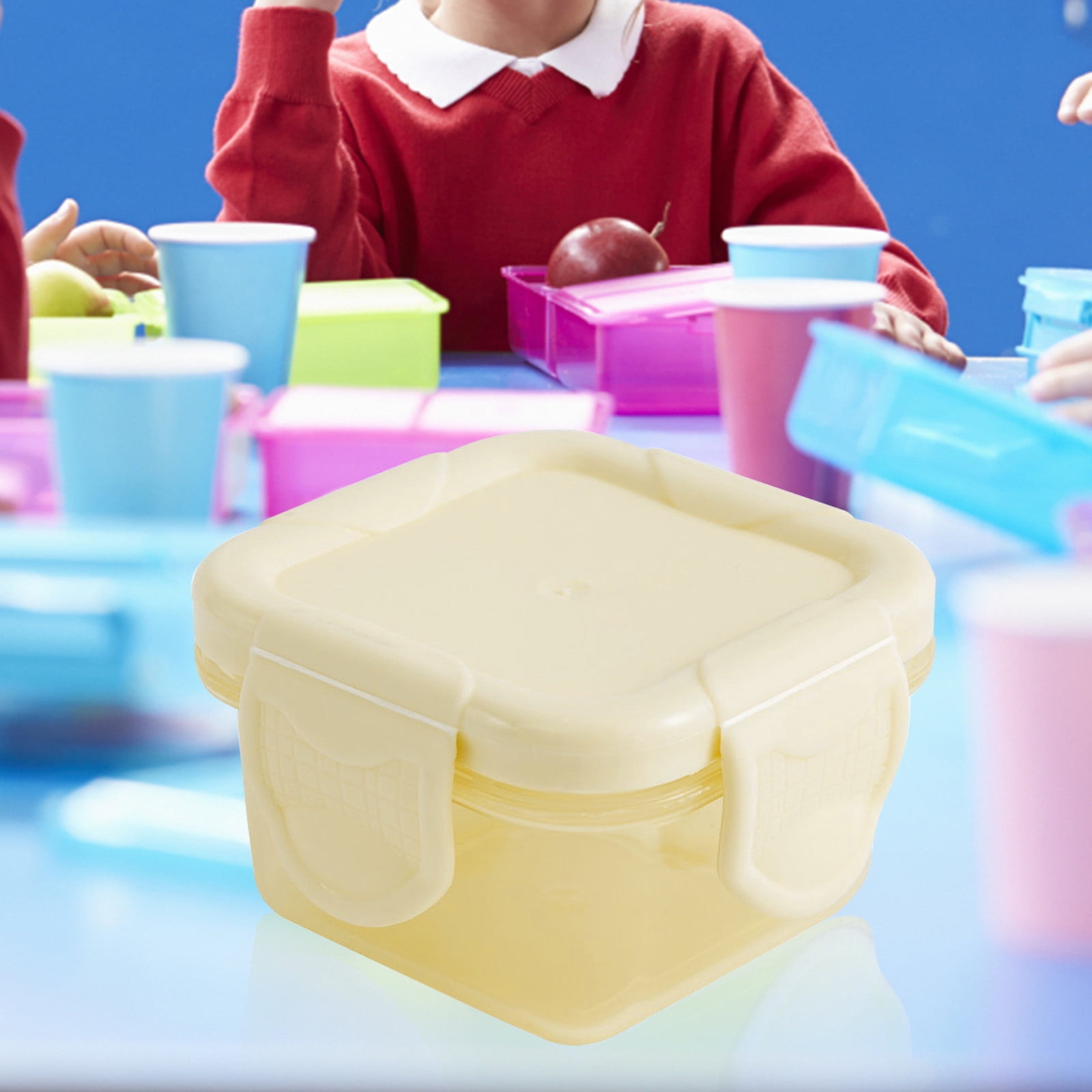 JWDX Kitchen, Kitchen Tools Clearance, Mini Plastic Food Storage Containers with Lids, Small Airtight Containers, Square School Lunch Containers for Children, Leftover Food Containers Yellow - Image 2