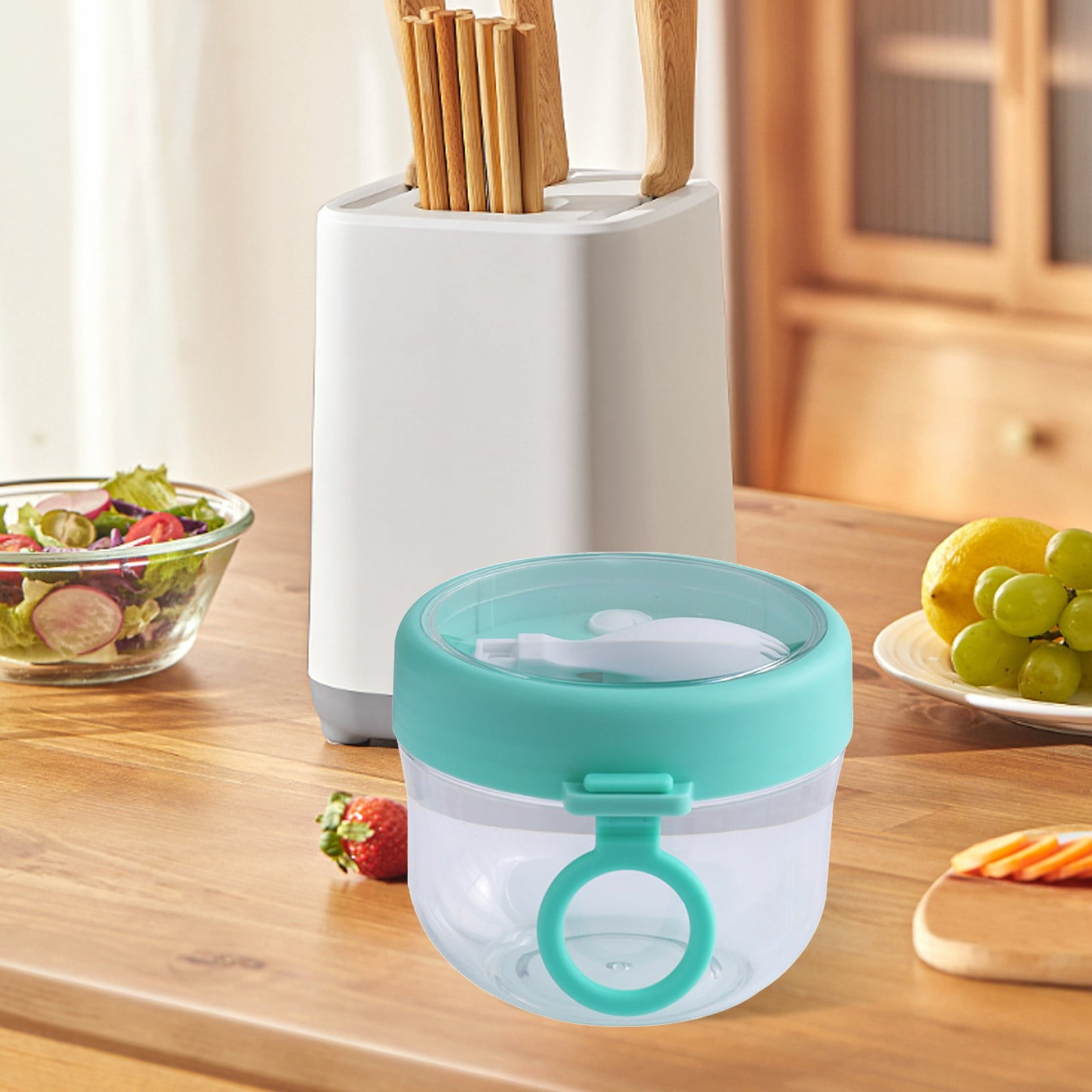 JWDX Kitchen, Kitchen Tools Clearance, Overnight Oats Jars Cereal Milk Container Leak Proof Oatmeal Jars Yogurt Containers with Lids Oatmeal to Go Container Pink Mint Green - Image 2
