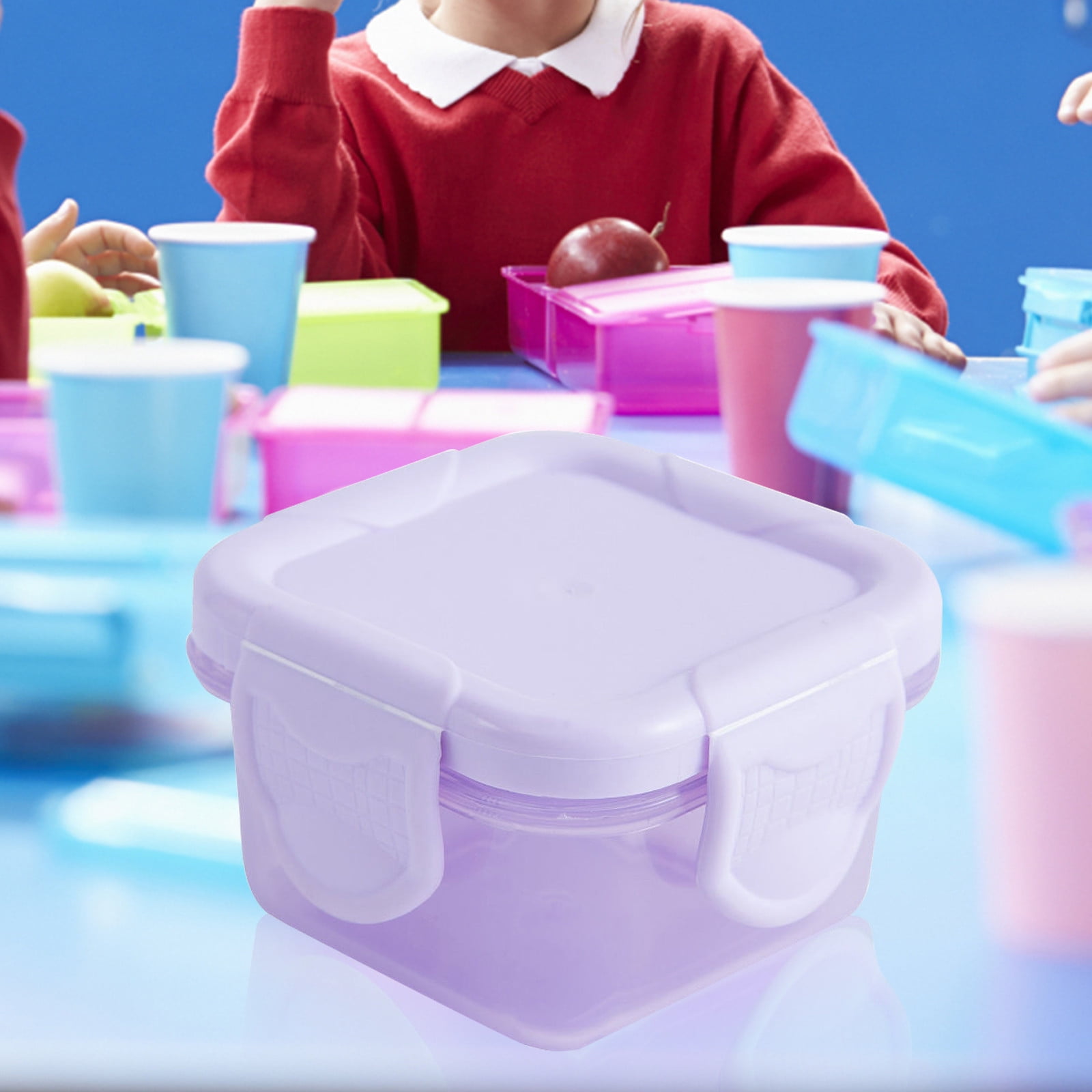 JWDX Kitchen, Kitchen Tools Clearance, Mini Plastic Food Storage Containers with Lids, Small Airtight Containers, Square School Lunch Containers for Children, Leftover Food Containers Purple - Image 2