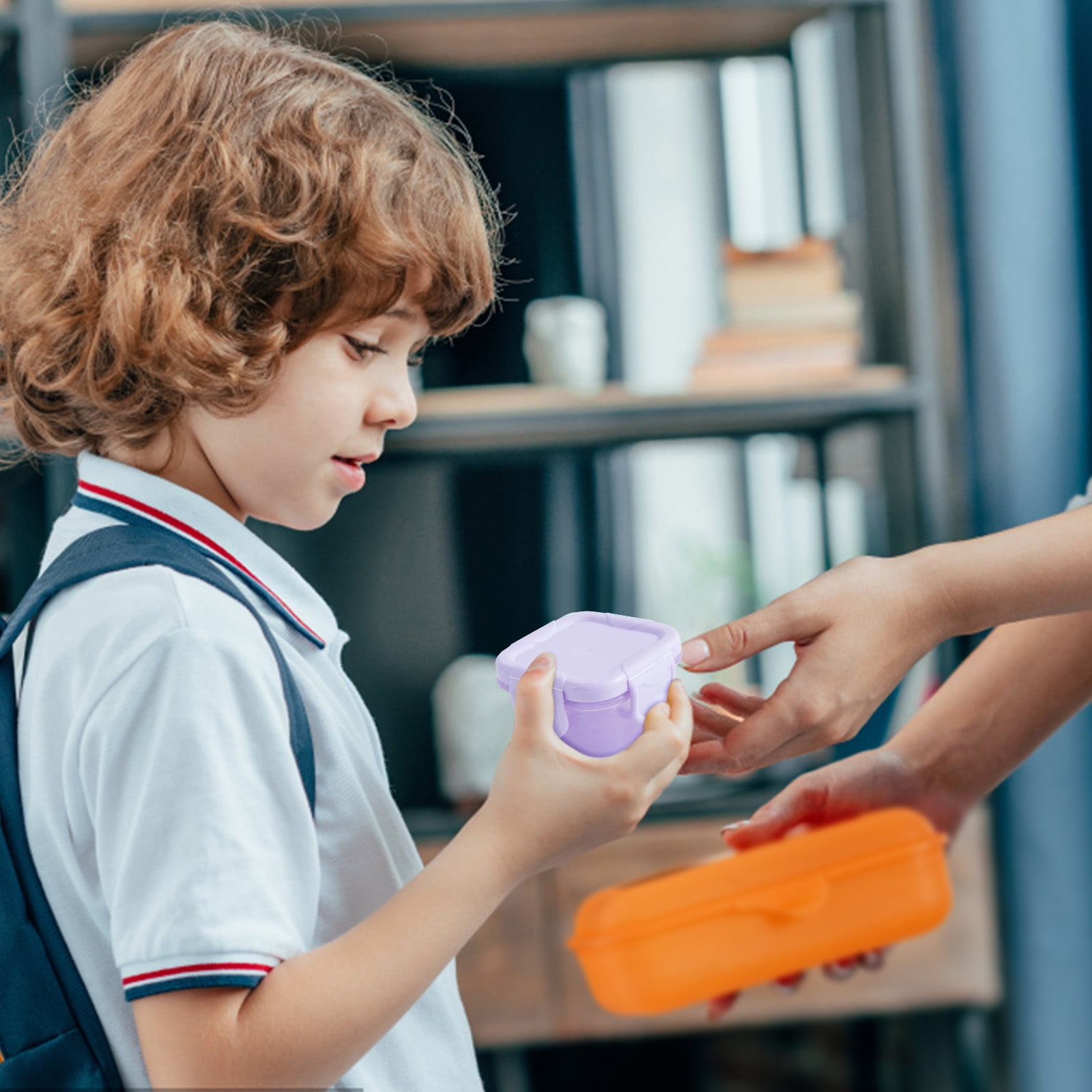 JWDX Kitchen, Kitchen Tools Clearance, Mini Plastic Food Storage Containers with Lids, Small Airtight Containers, Square School Lunch Containers for Children, Leftover Food Containers Purple - Image 3