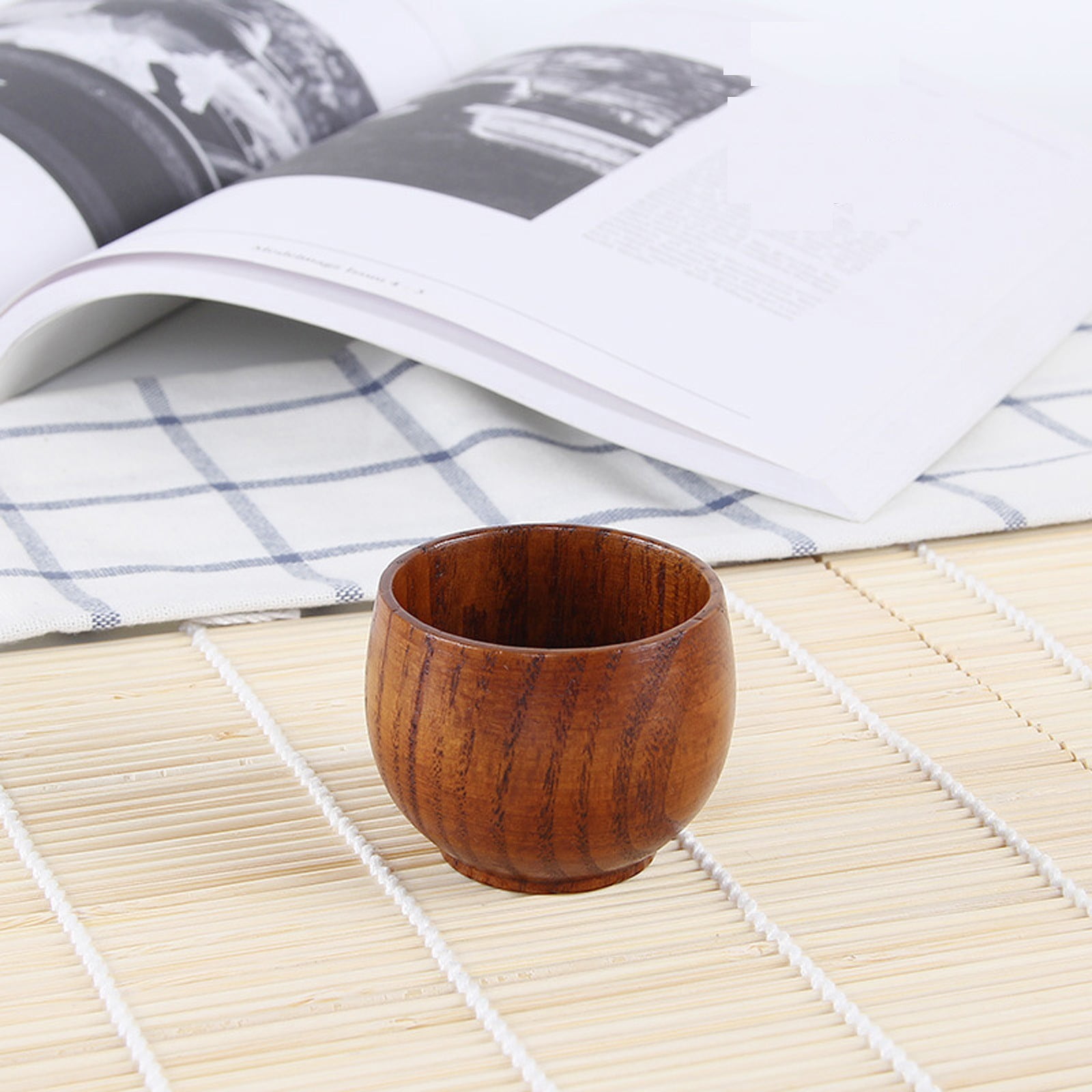 JWDX Cup Bottle, Glass and Bottle Clearance! Solid Wood Retro Wooden Coffee Cup Restaurant Insulation Wooden Cup Tea Cup Jujube Wooden Cup D - Image 2