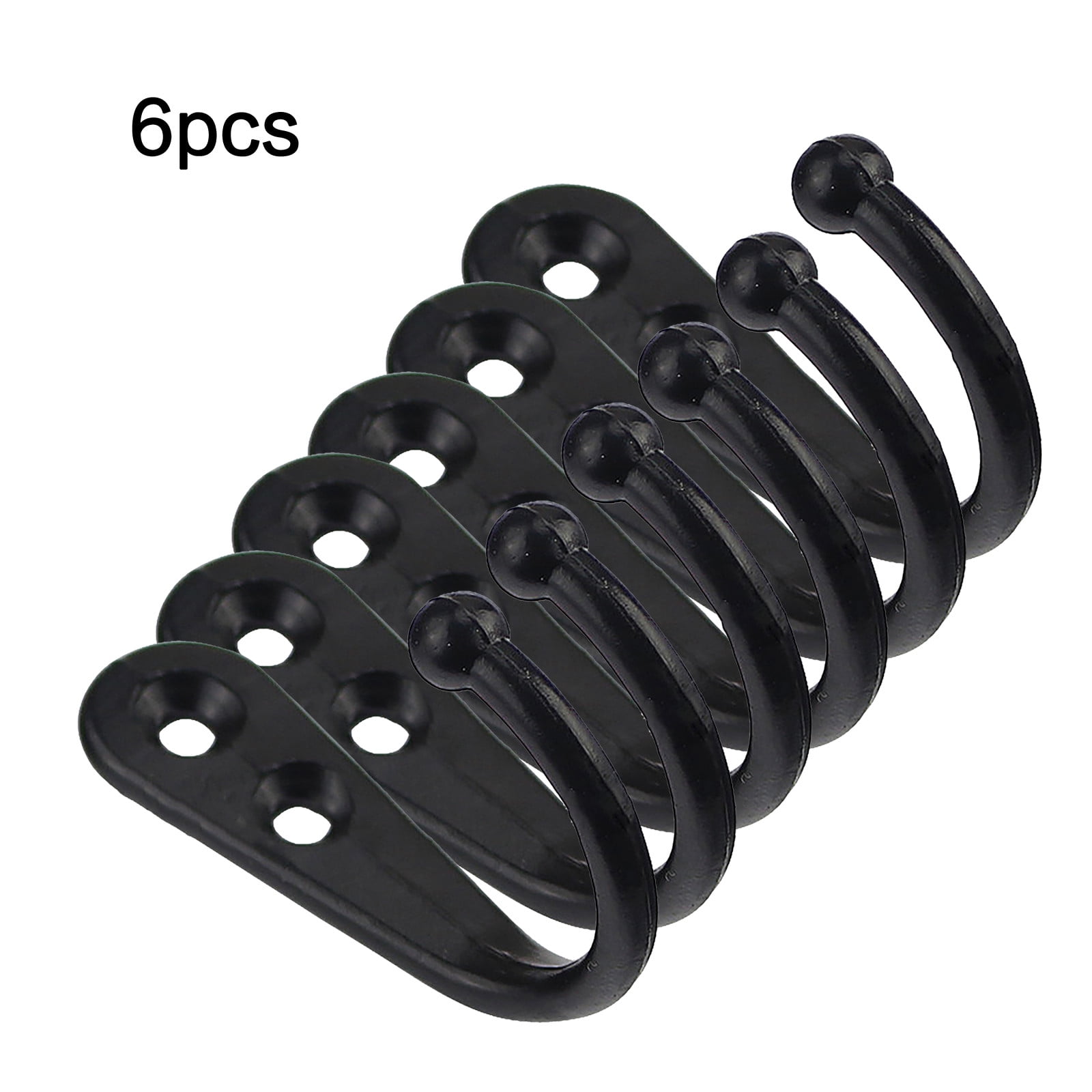JWDX Black Wall Hooks, Hooks Clearance, 6Pcs Black Wall Hooks With Screwsand Anchor for Key, Towel, Hat (U Shape) A - Image 2
