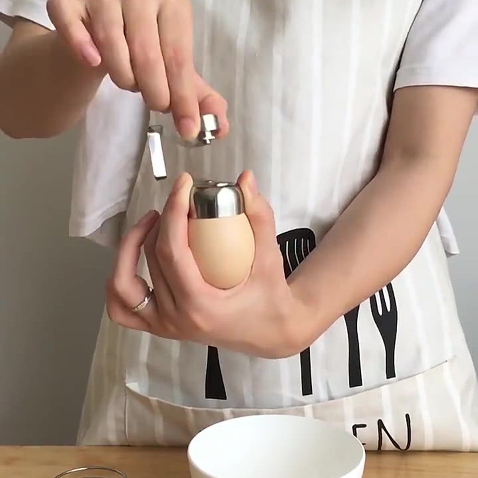 Clearance! JWDX Sheller Sheller, Cooking Utensils Promotion, Eierschalensollbruchstellenverursacher German Egg Opener Egg Topper Tool Soft Boiled Egg Cutter Eggshell Opener Kitchen Silver - Image 4
