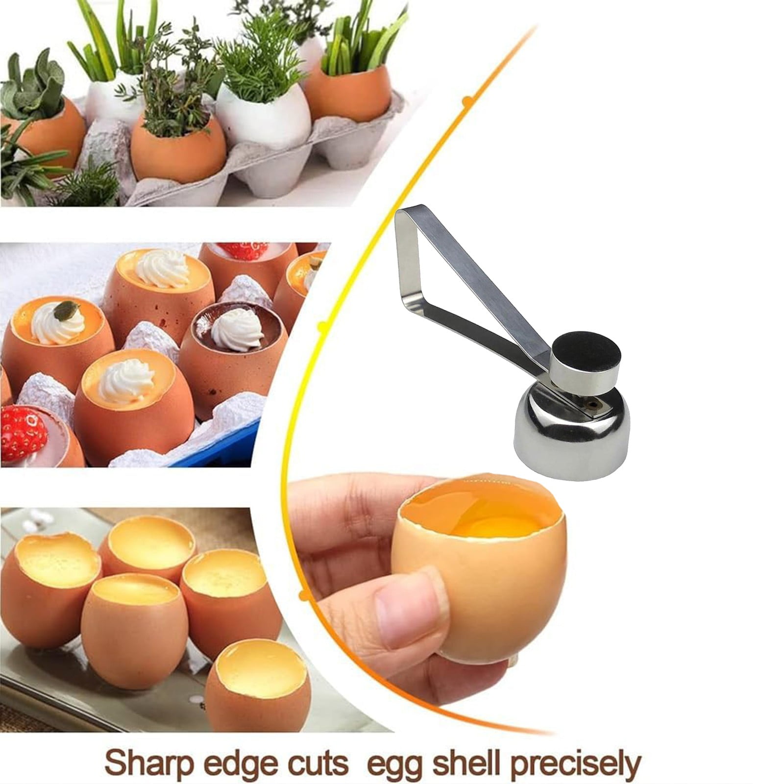 Clearance! JWDX Sheller Sheller, Cooking Utensils Promotion, Eierschalensollbruchstellenverursacher German Egg Opener Egg Topper Tool Soft Boiled Egg Cutter Eggshell Opener Kitchen Silver - Image 6