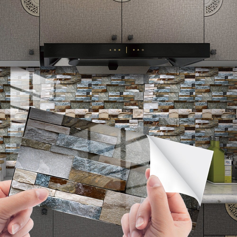 Clearance! JWDX Wall Sticker, Wall Stickers Promotion, Mosaics Wall Tile Stickers Peel and Stick Backsplash Self Adhesive Decals Vinyl Home Decor Diy Splashbacks 4Pc White - Image 2