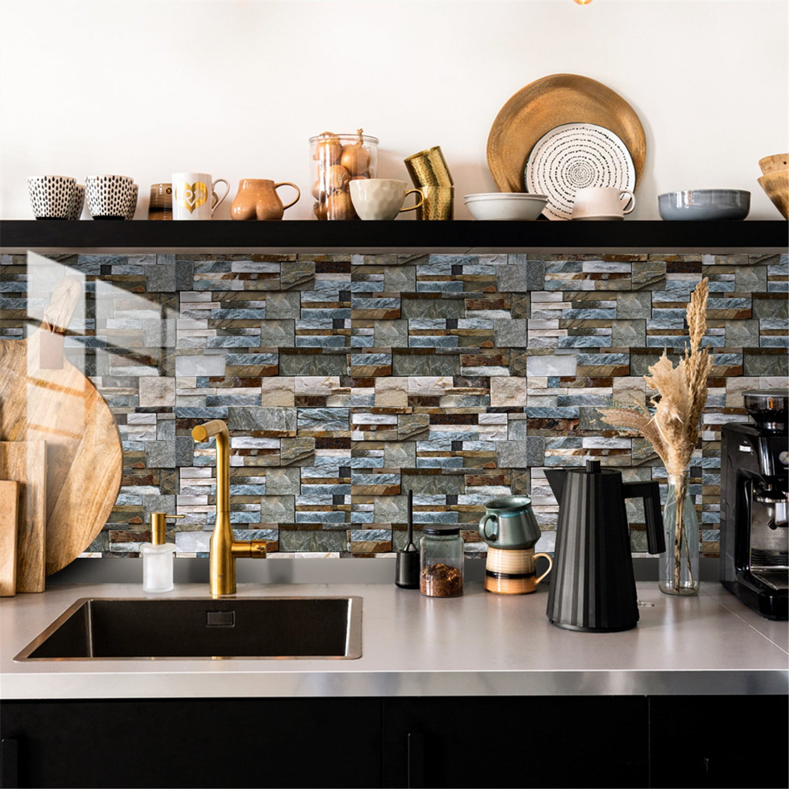 Clearance! JWDX Wall Sticker, Wall Stickers Promotion, Mosaics Wall Tile Stickers Peel and Stick Backsplash Self Adhesive Decals Vinyl Home Decor Diy Splashbacks 4Pc White - Image 6