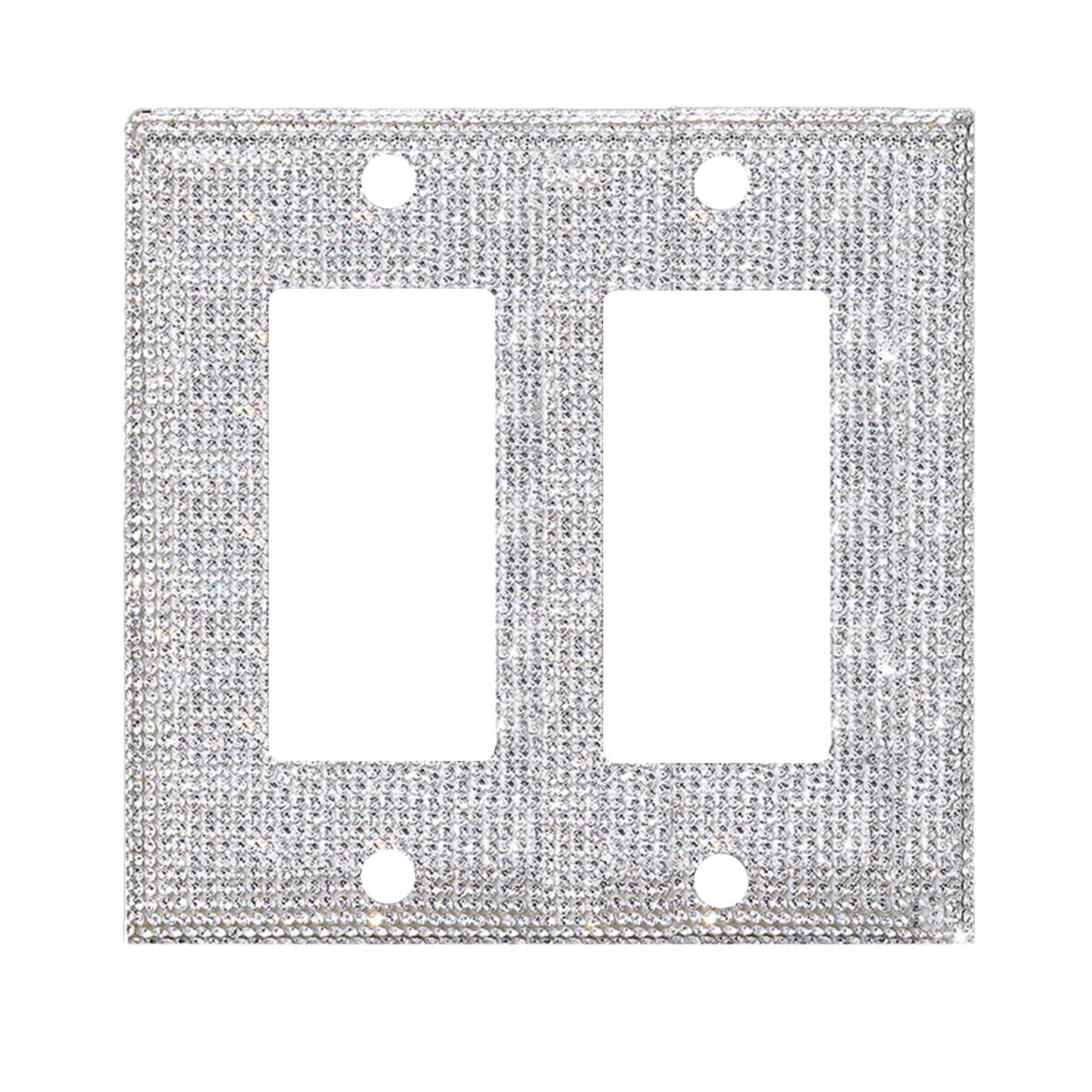 Clearance! JWDX Crystal Adornment, Crystal Decoration Promotion, 1Set Silver Shiny Rhinestones Wall Plate Light Cover Wall Plate Cover Light Cover Decorative Bling Light Cover for Home Ornaments B - Image 1