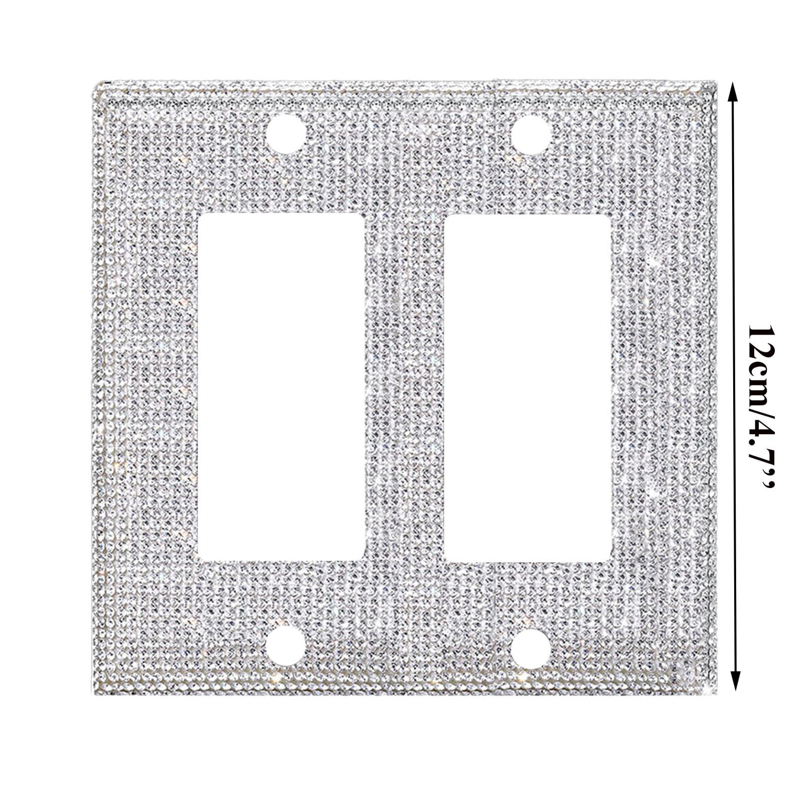 Clearance! JWDX Crystal Adornment, Crystal Decoration Promotion, 1Set Silver Shiny Rhinestones Wall Plate Light Cover Wall Plate Cover Light Cover Decorative Bling Light Cover for Home Ornaments B - Image 3