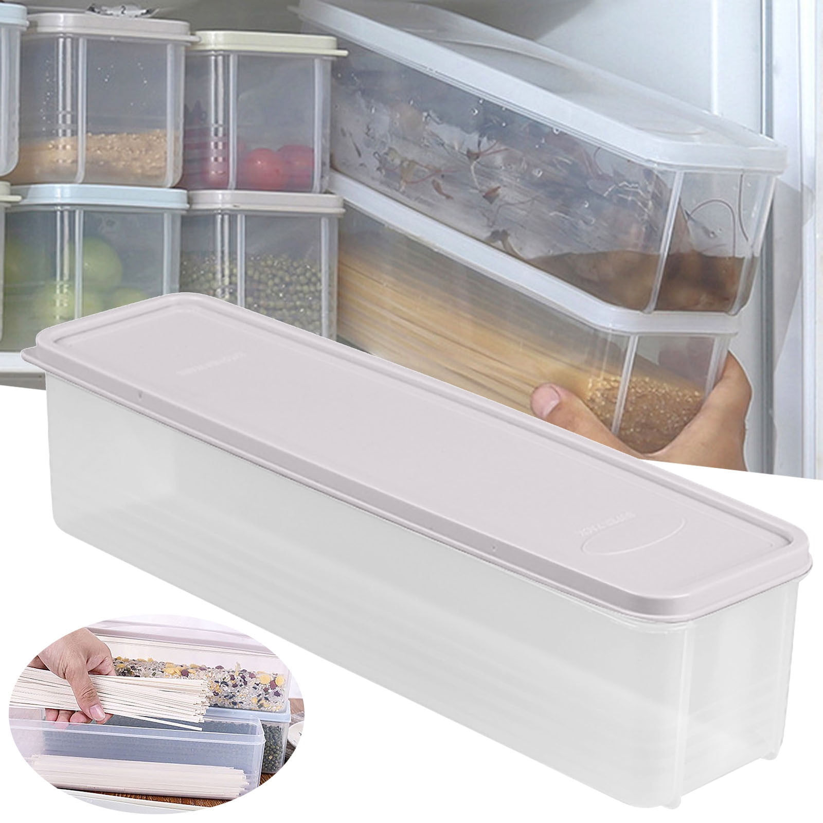 Clearance Sale! Ttybhh Food Storage, Pasta Container Noodle Storage Box Plastic Noodle Box Sealed Refrigerator Vermicelli Grain Storage Box with Lid Khaki - Image 2