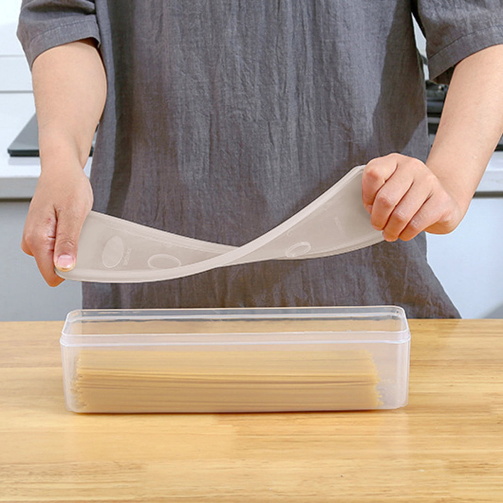 Clearance Sale! Ttybhh Food Storage, Pasta Container Noodle Storage Box Plastic Noodle Box Sealed Refrigerator Vermicelli Grain Storage Box with Lid Khaki - Image 4
