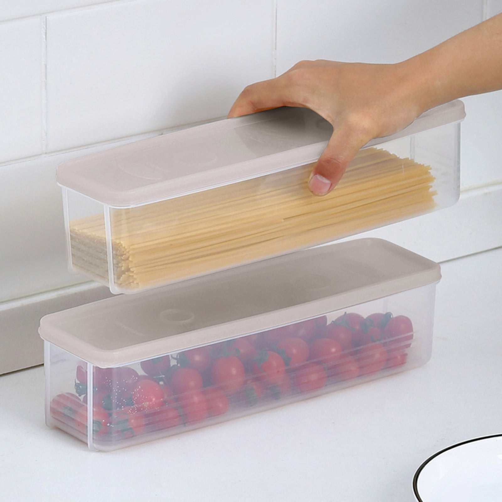 Clearance Sale! Ttybhh Food Storage, Pasta Container Noodle Storage Box Plastic Noodle Box Sealed Refrigerator Vermicelli Grain Storage Box with Lid Khaki - Image 8