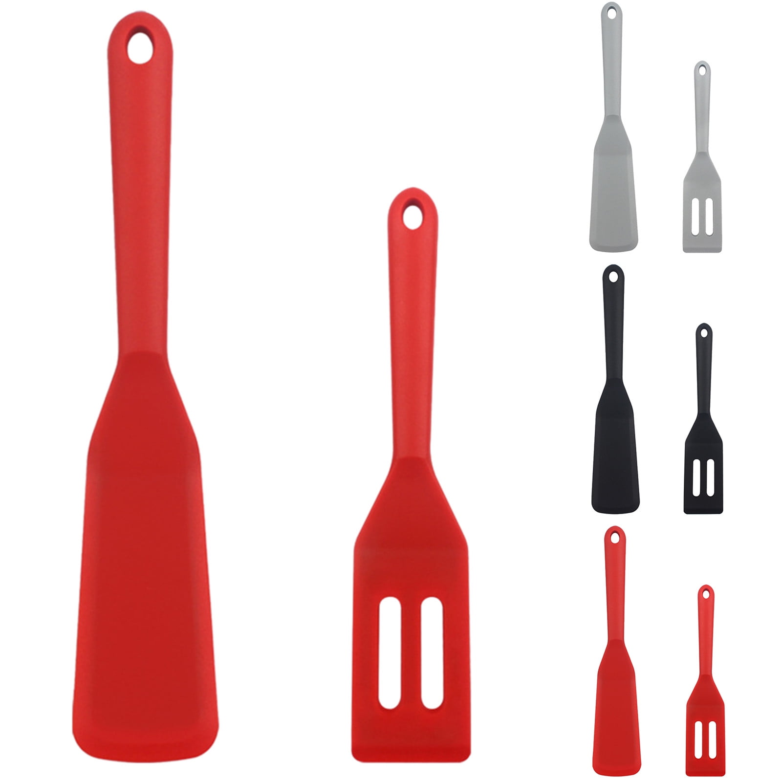 JWDX Spatula, Cooking Utensils Clearance, 2 Piece Silicone Shovel Set Cookie Shovel Fried Egg Spatula Steak Shovel Flat Bottoming Pot Small Spatula Kitchen Tools Red Z1-Red - Image 3