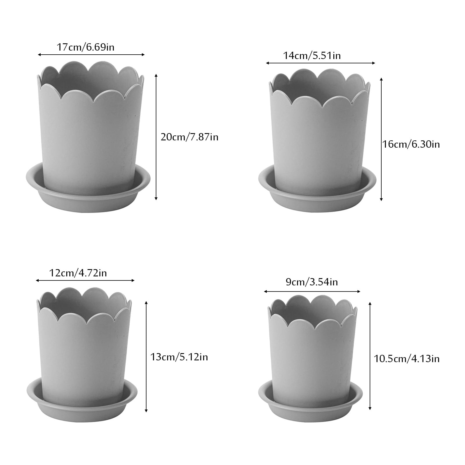 Jwdx Flower Pots Clearance, Garden Supplies Promotion! Plastic Plant Pots for Plants With Saucers Indoor Set of 1 Plastic Planters Modern Flower Pot With Hole for All House Plants Herbs Flowers Or4 Z5-GY2 - Image 3