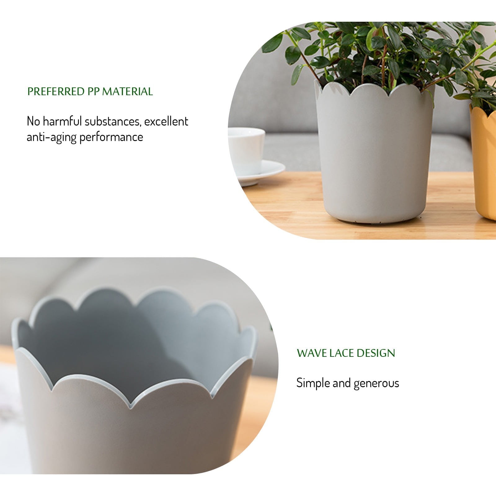 Jwdx Flower Pots Clearance, Garden Supplies Promotion! Plastic Plant Pots for Plants With Saucers Indoor Set of 1 Plastic Planters Modern Flower Pot With Hole for All House Plants Herbs Flowers Or4 Z5-GY2 - Image 5