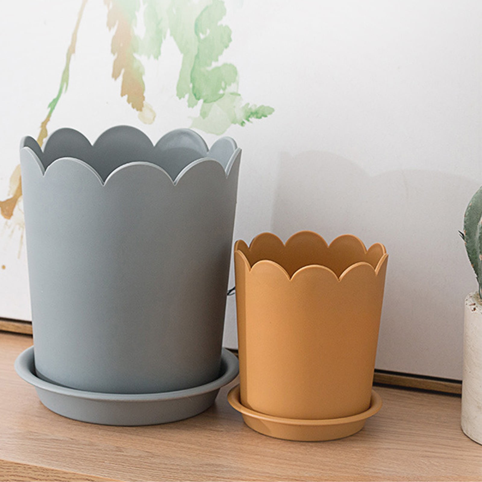 Jwdx Flower Pots Clearance, Garden Supplies Promotion! Plastic Plant Pots for Plants With Saucers Indoor Set of 1 Plastic Planters Modern Flower Pot With Hole for All House Plants Herbs Flowers Or4 Z5-OR1 - Image 8
