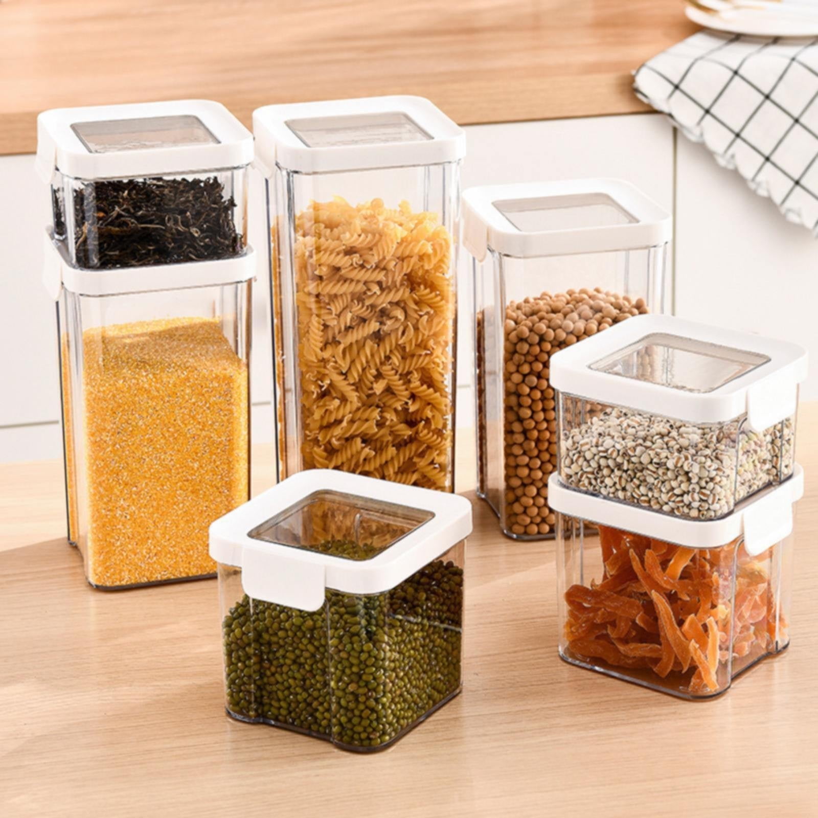 JWDX Storage Container, Airtight Cereal Containers Storage Sealed Cans for Grains and Miscellaneous Grains Transparent Plastic Kitchen Food Grade Nut and Oat Storage Cans Kitchen D - Image 4