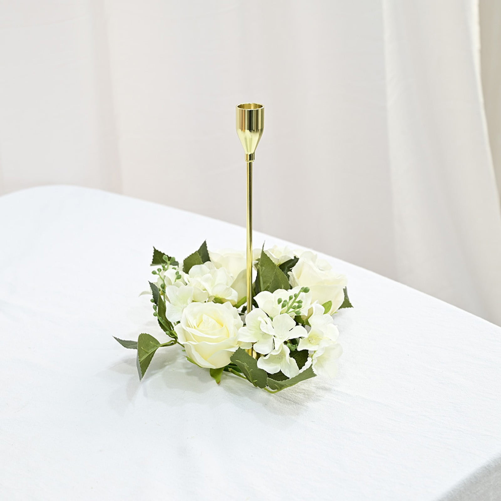 Clearance! JWDX Simulated Pendant, Artificial Flowers Promotion, Simulation Rose Wreath 20Cm Candlestick Wreath Christmas Decoration Window Prop Table Wedding Decoration Flowers E A - Image 2