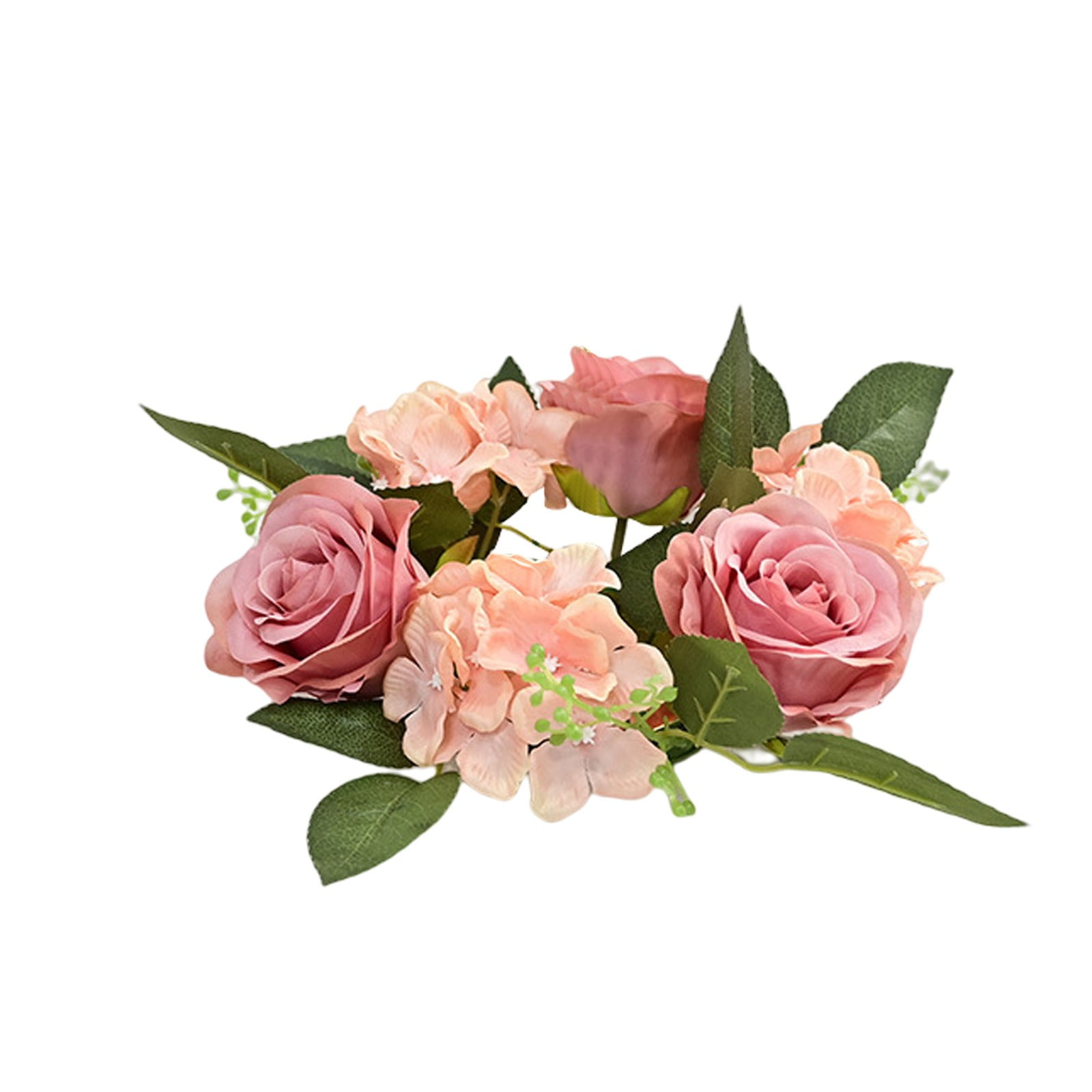 Clearance! JWDX Simulated Pendant, Artificial Flowers Promotion, Simulation Rose Wreath 20Cm Candlestick Wreath Christmas Decoration Window Prop Table Wedding Decoration Flowers E - Image 1