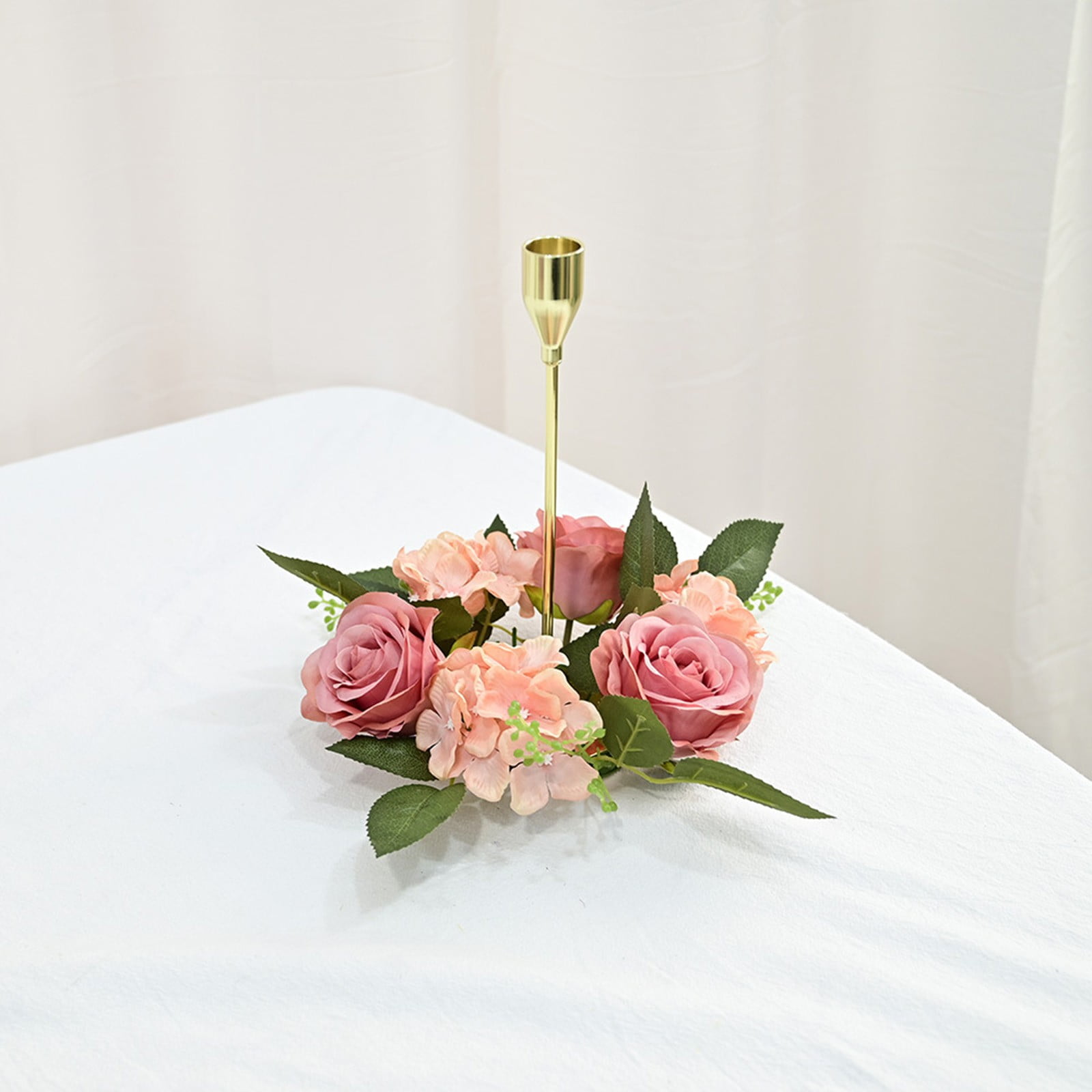 Clearance! JWDX Simulated Pendant, Artificial Flowers Promotion, Simulation Rose Wreath 20Cm Candlestick Wreath Christmas Decoration Window Prop Table Wedding Decoration Flowers E - Image 2