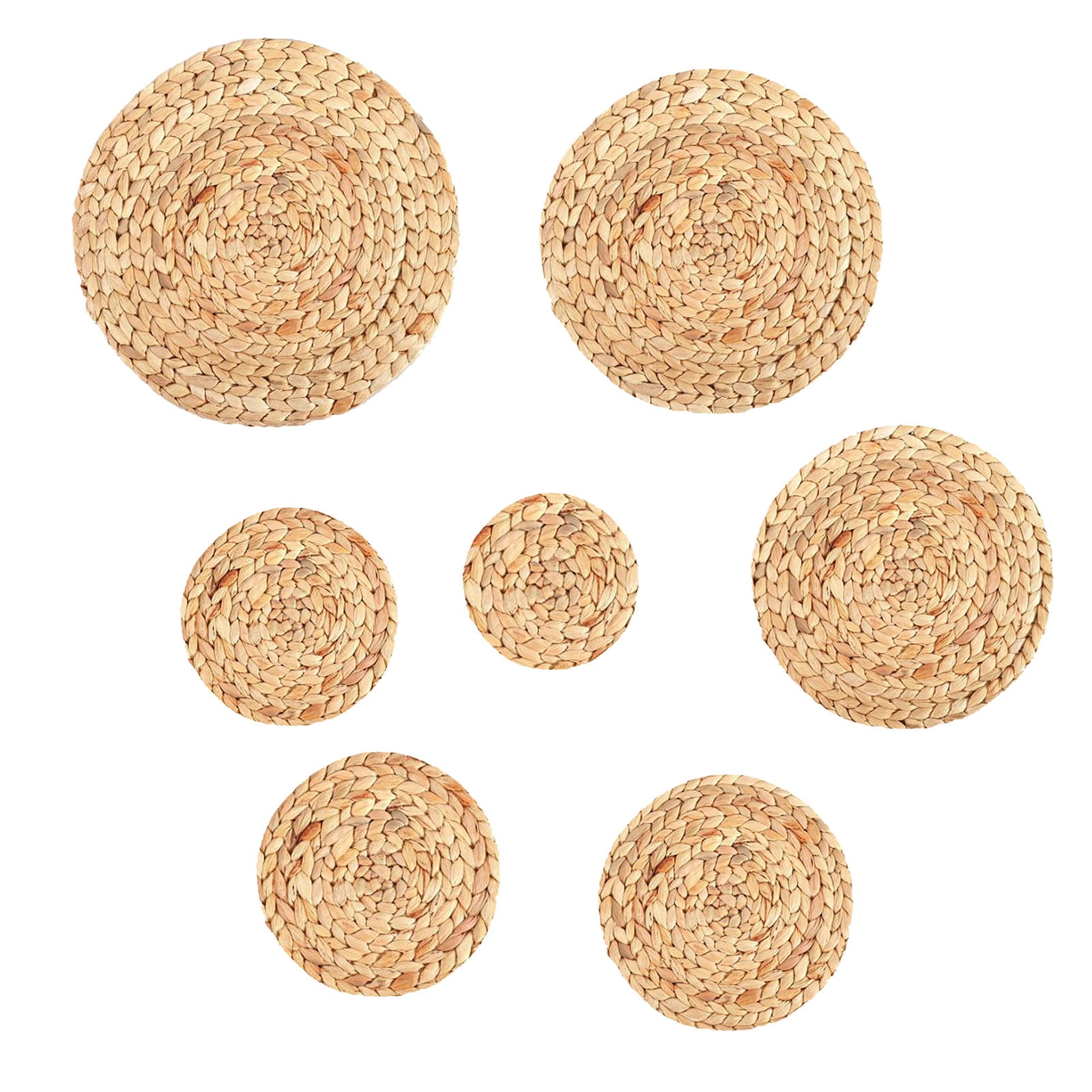 Clearance! JWDX Woven Placemat, Desktop Ornament Promotion, Household Pure Hand Woven Water Hyacinth Grass Mat Cup Bowl Pot Plate Anti Scalding Heat Insulation Table Decoration Mat B - Image 3