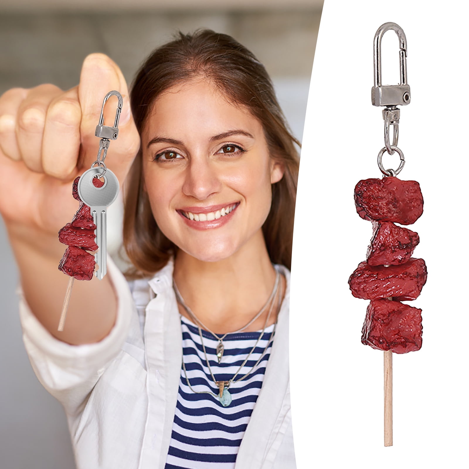 Clearance! JWDX Pendant, Hangs Promotion, Meat Skewer Keychain Meat Skewer Photography Props Fun Food and Play Ornaments AA - Image 2