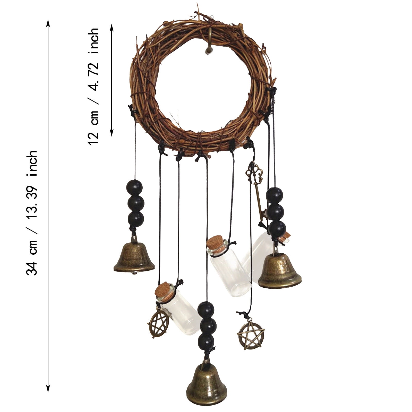 Clearance! JWDX Wind Chimes, Wind Chimes Promotion, Witch Protection Bell Witch Bell Protection Door Handle Pendant Rattan Wind Chime Witch Pray Crystal Wind Chime Family Room Decoration A - Image 2