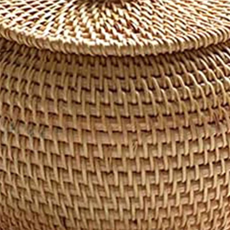 Round Rattan Box with Lid, Hand Woven Storage Box, Multifunctional Desktop Tray Storage Basket Decoration for Home - Image 5