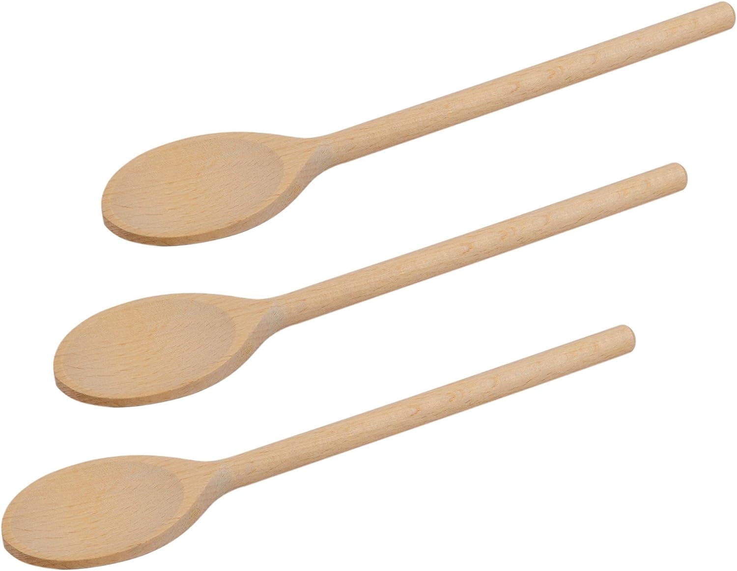 3Pcs 10 Inch Long Wooden Spoons for Cooking - Oval Wood Mixing Spoons for Baking, Cooking, Stirring - Sauce Spoons Brown - Image 1