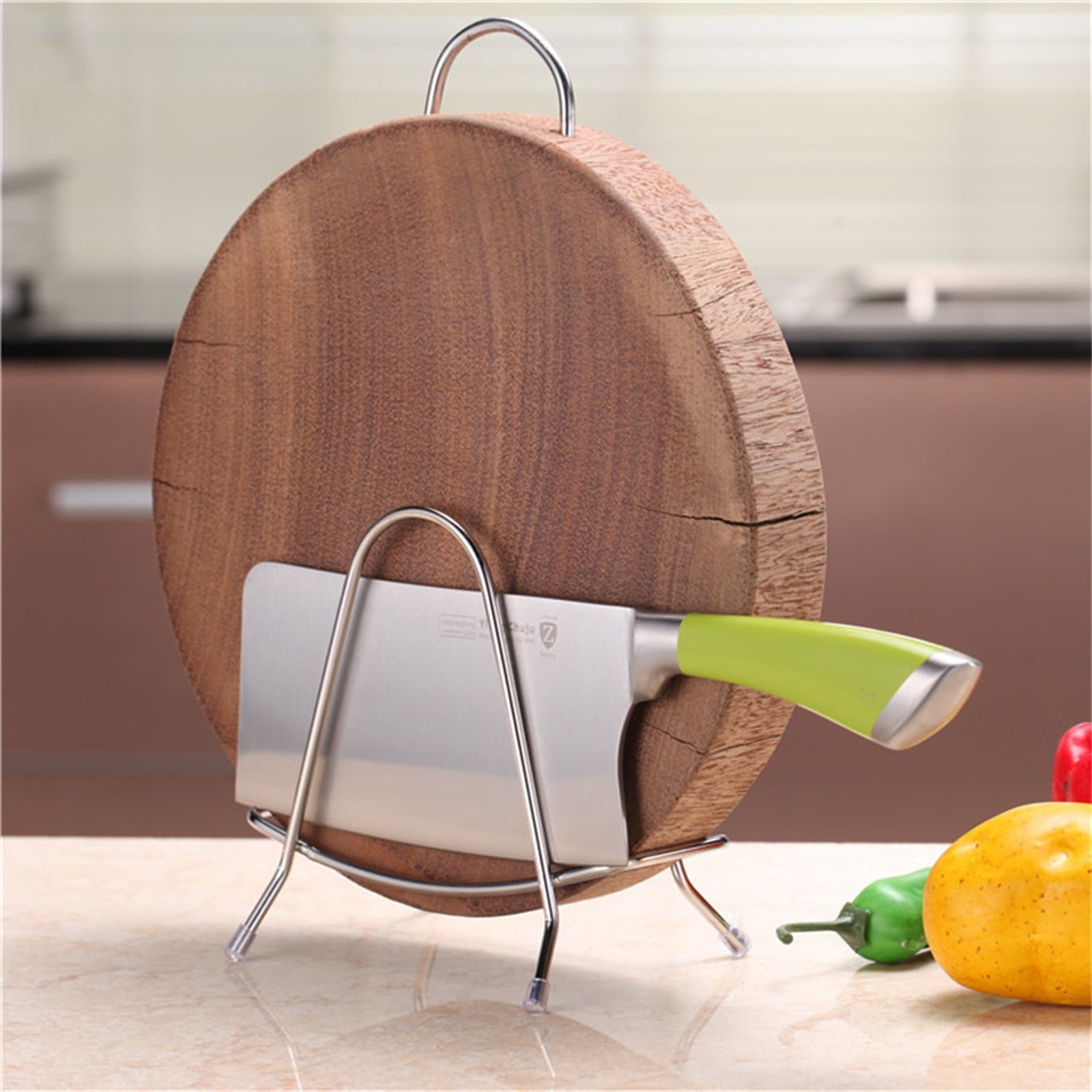 Eewia Rack Clearance! Stainless Steel Cutting Board Rack Household Pot Cover Rack Sitting Kitchen Chopping Board Shelving Shelving Sticky Board Cutting Board Rack Countertop, Include 1*Storage Rack Silver - Image 4