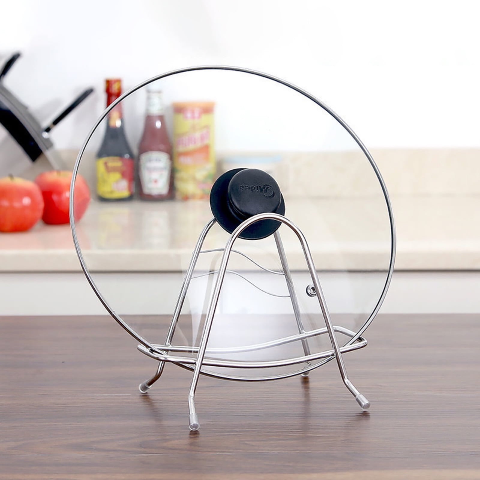 Eewia Rack Clearance! Stainless Steel Cutting Board Rack Household Pot Cover Rack Sitting Kitchen Chopping Board Shelving Shelving Sticky Board Cutting Board Rack Countertop, Include 1*Storage Rack Silver - Image 6