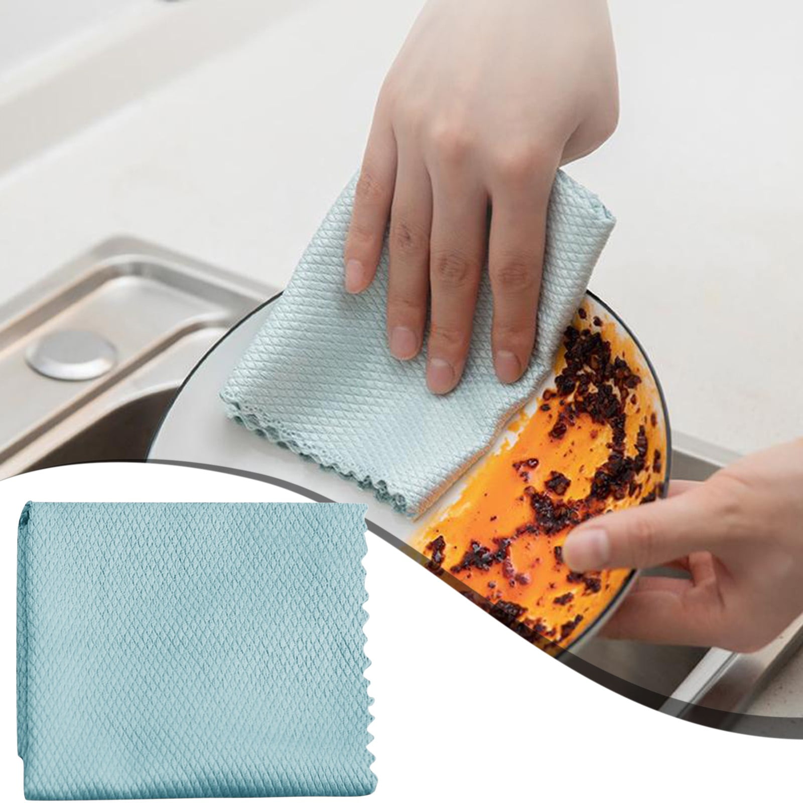JWDX Wipes Clearance! Nanoscale Cleaning Cloth Streak-Free Cleaning Cloths Microfiber Polishing Cleaning Cloth Reusable Lint-Free Absorbent Towel (1 Pcs, 10 X 10 Inch), Include 1 Pc Dish Cloth D - Image 2