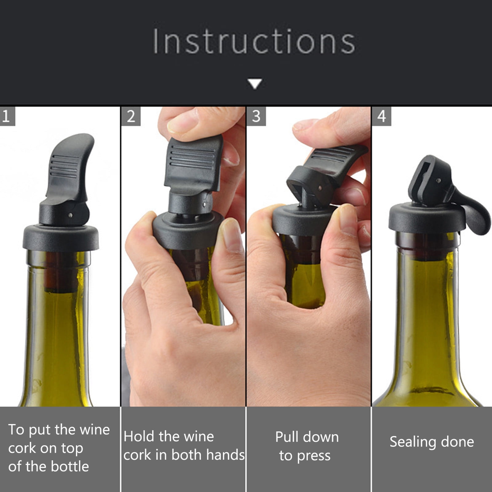 JWDX Wine Stopper Clearance! Red Wine Stopper Pumping Fresh Keeping Stopper Manually Press Down Wine Bottle Stopper Champagne Stopper Wine Vacuum Wine Stopper, Include 1X Wine Bottle Stopper White - Image 4