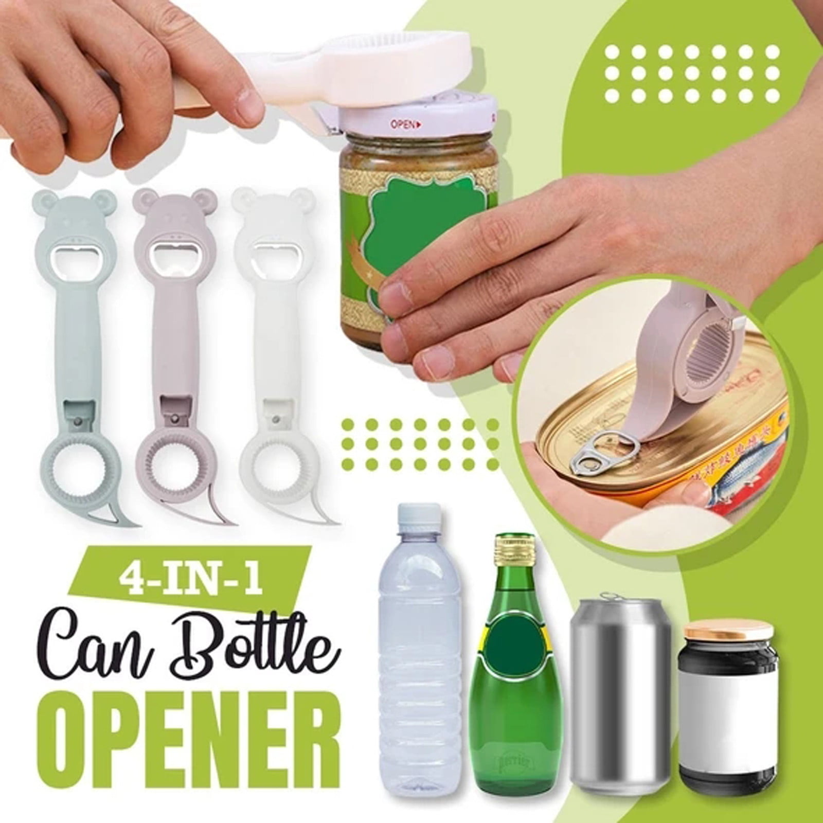 JWDX Bottle and Can Openers Clearance! Opener 4Pcs Can Cap Canned Bottle Home Bottle Multifunctional 4-In-1 Kitchen，Dining & Bar, Four in One Corkscrew Promotion Include 4 × Bottle Opener AS shown - Image 2