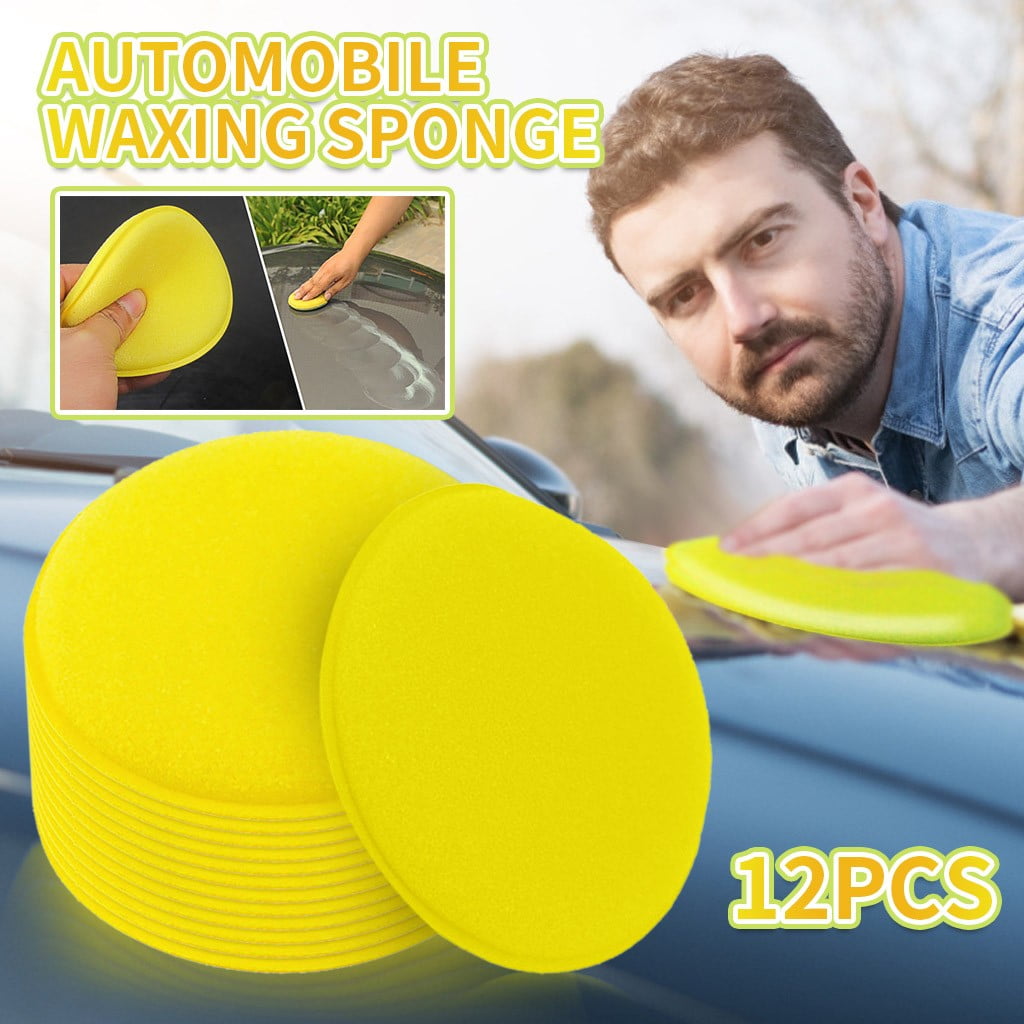 JWDX Cleaning Brush Clearance! Sponge Pad Wax Household for Car Cleaning Polishing Polishing Kit Car Applicator Cleaning Supplies, Cleaning Brush Promotion Include 12X Car Washing Sponge Yellow - Image 2