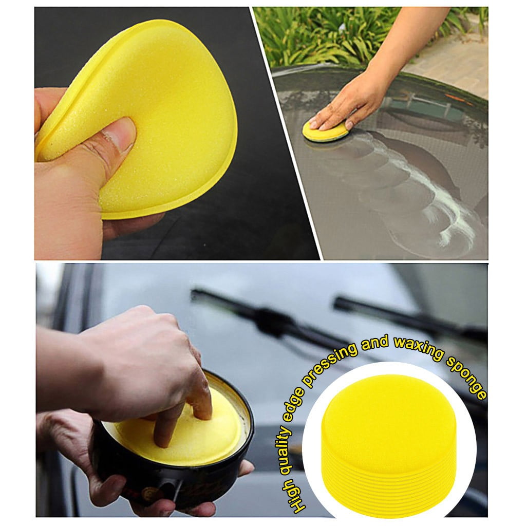 JWDX Cleaning Brush Clearance! Sponge Pad Wax Household for Car Cleaning Polishing Polishing Kit Car Applicator Cleaning Supplies, Cleaning Brush Promotion Include 12X Car Washing Sponge Yellow - Image 3