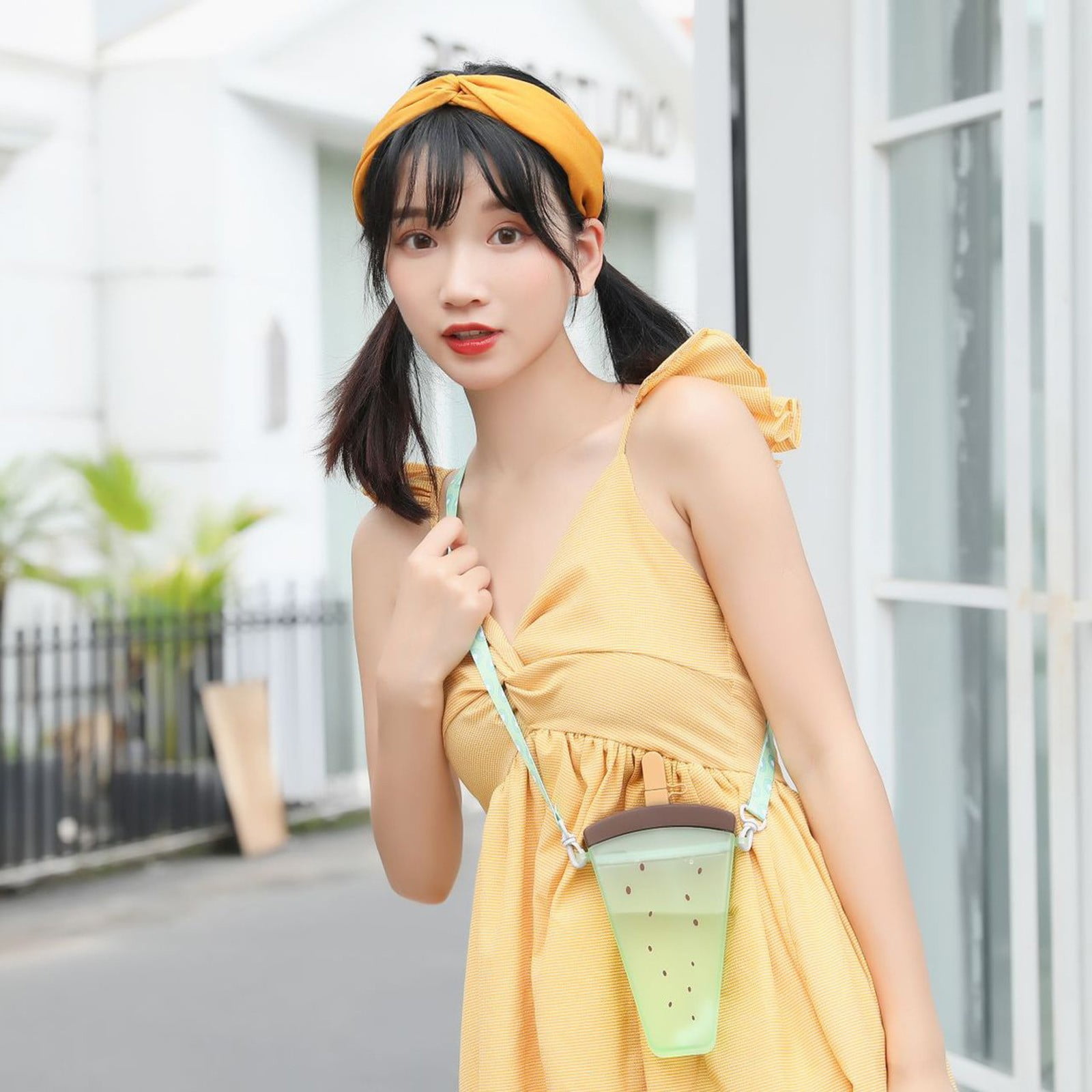 JWDX Glass and Bottle Clearance! Cute Watermelon Straw Water Bottle Ice Cream Popsicle Cup with Shoulder Strap, Kitchen Cups Promotion Include 1Pc Ice Cream Cup Green - Image 6